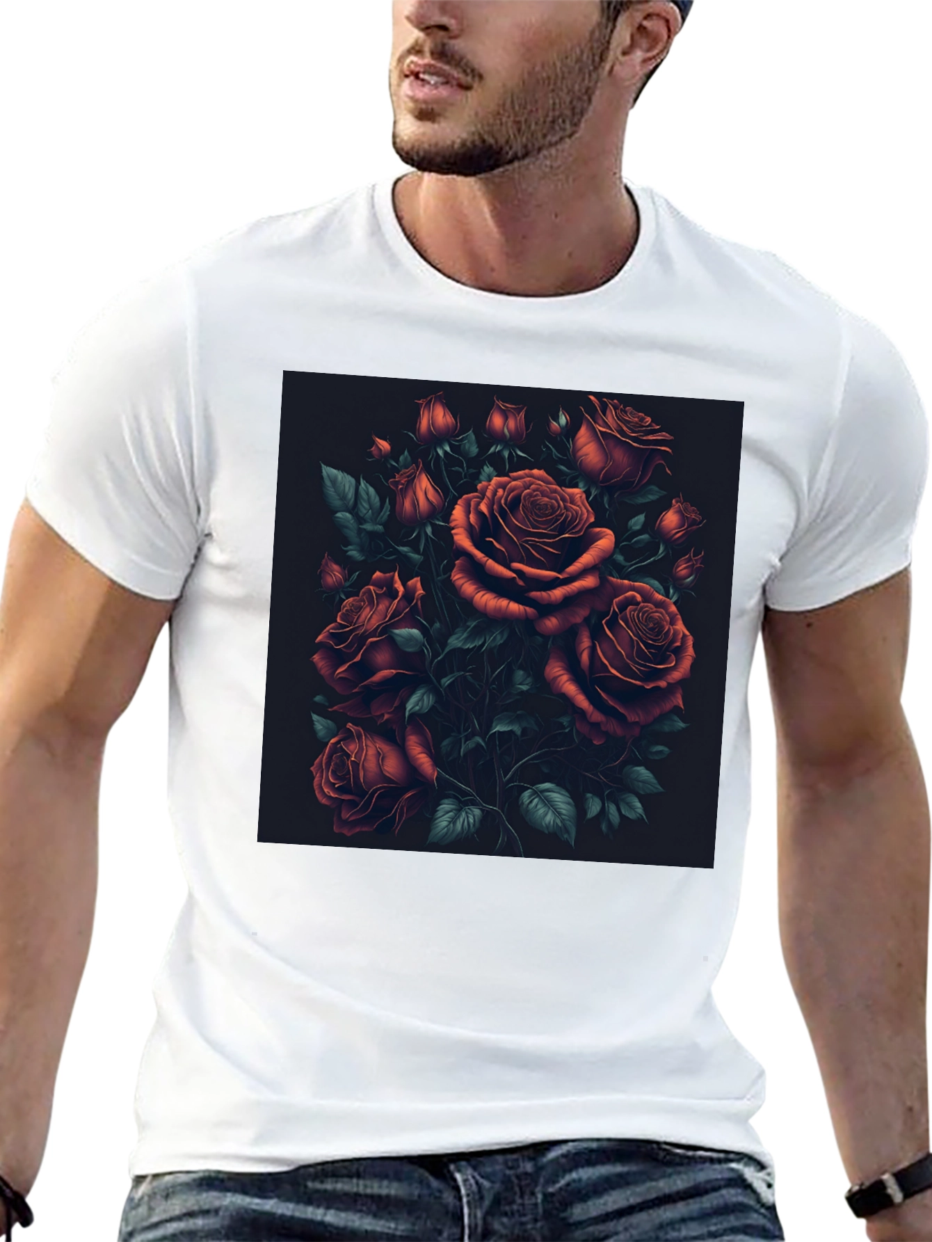 Elegant Rose Bouquet Graphic T-Shirt - Soft Cotton Blend