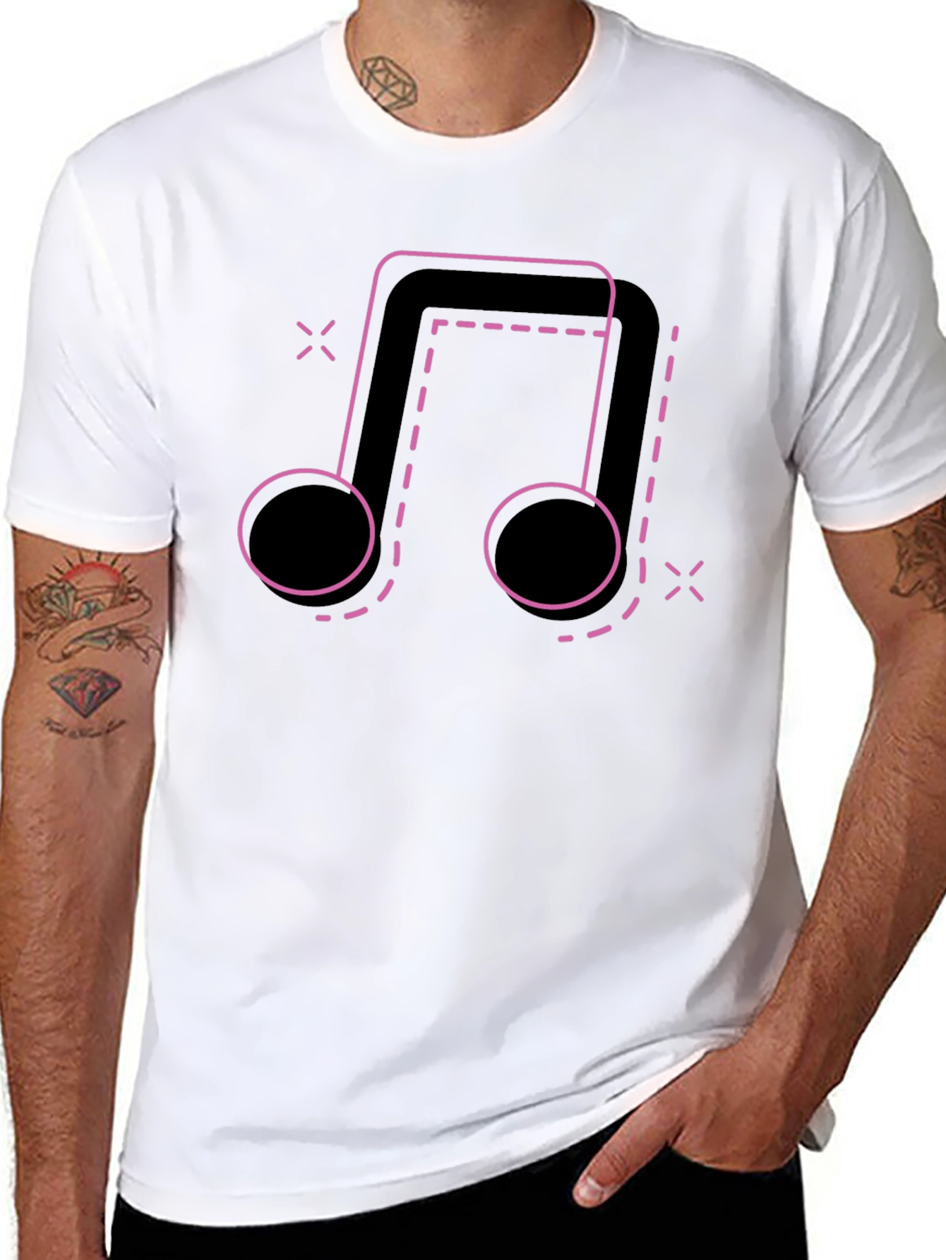 Music Note Graphic Tee - Stylish & Unique Black T-Shirt