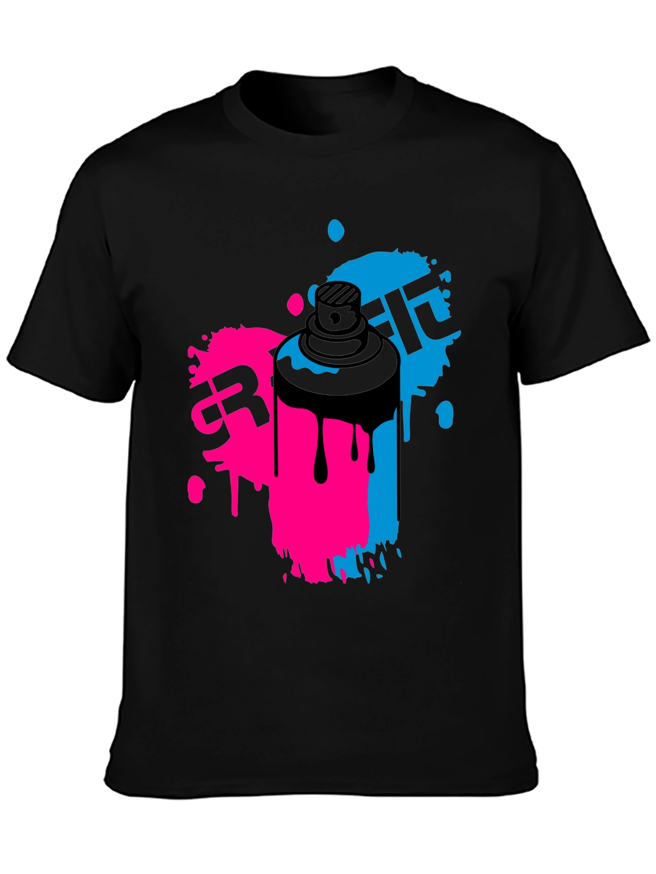 Graffiti Spray Paint Art Mens Black T-Shirt