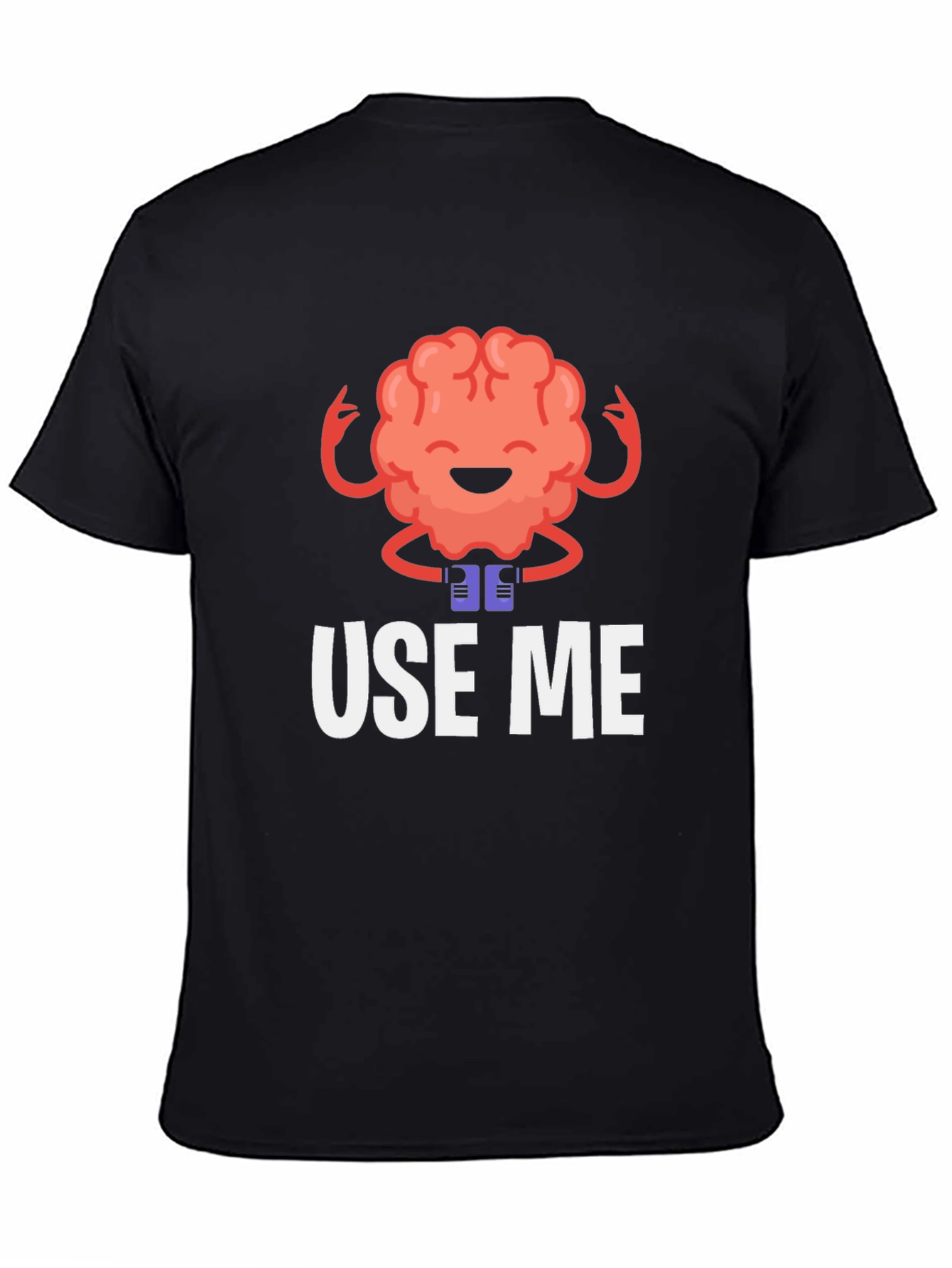 Brain Use Me Funny Graphic Tee - Black Cotton T-Shirt