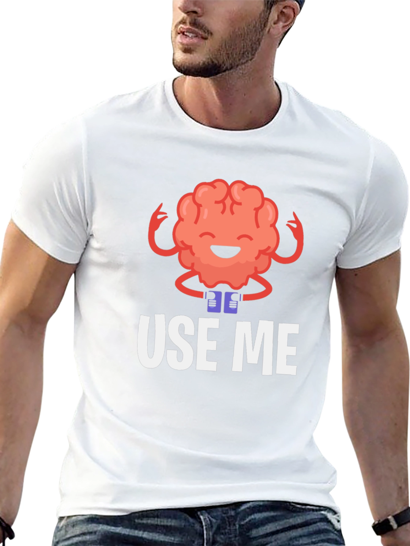 Brain Use Me Funny Graphic Tee - Black Cotton T-Shirt