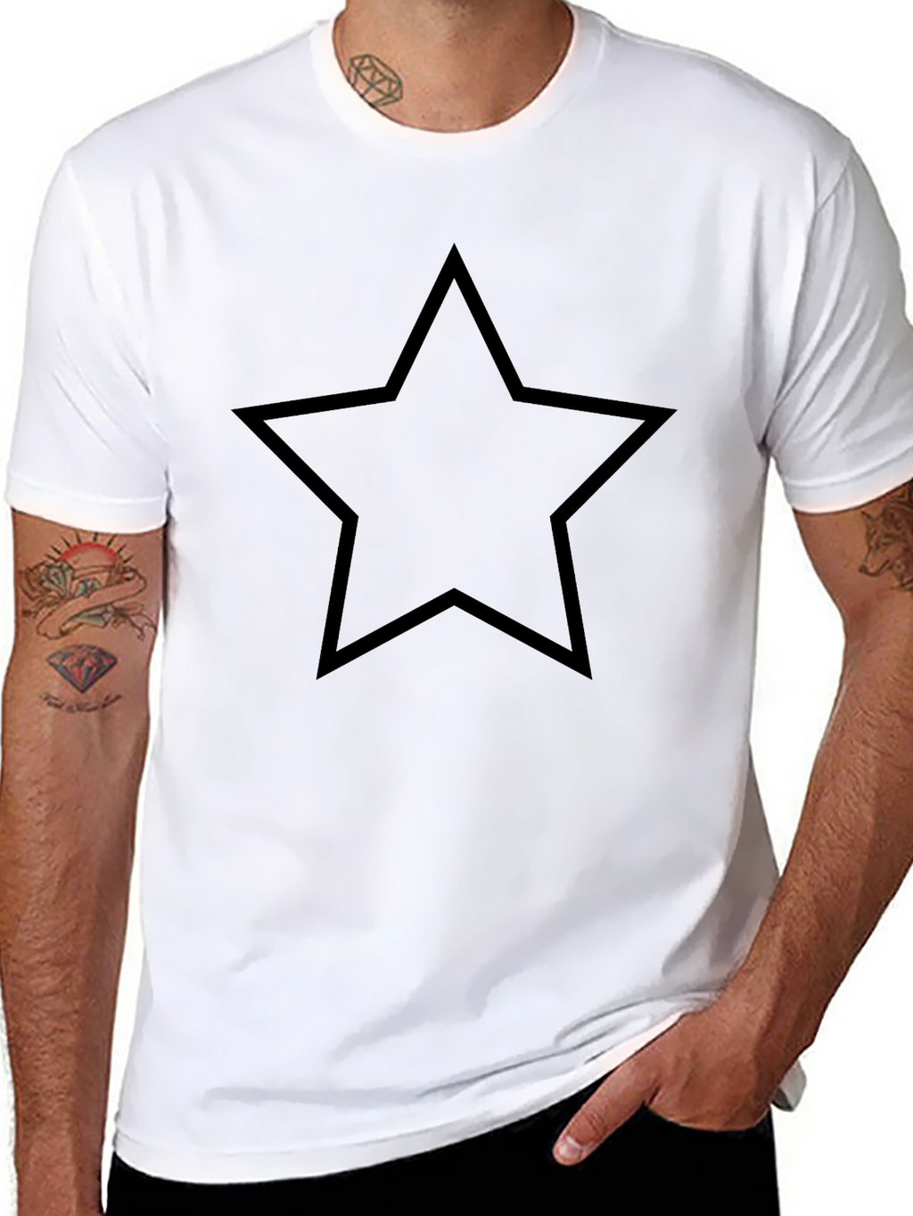 Black Star Graphic Tee - Mens Casual Top