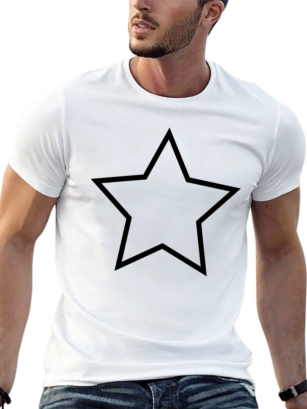 Black Star Graphic Tee - Mens Casual Top