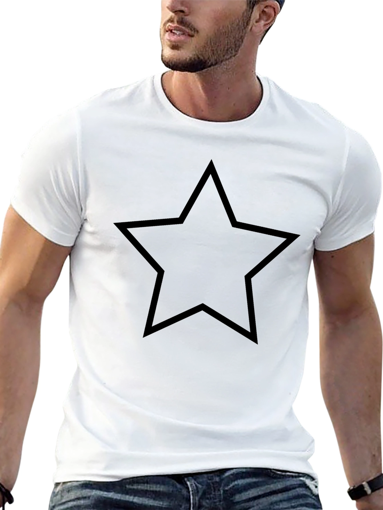 Black Star Graphic Tee - Mens Casual Top