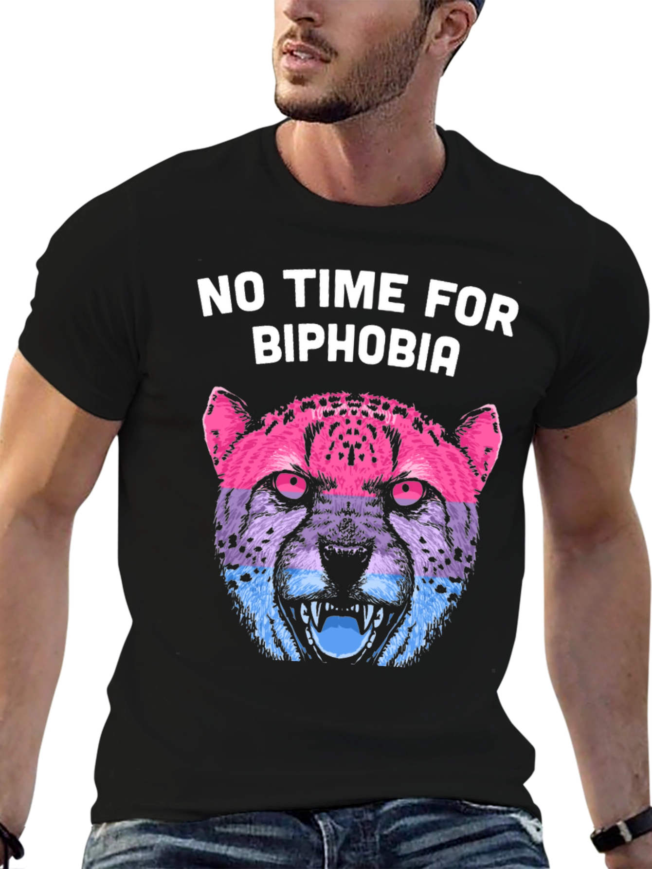Biphobia Awareness T-Shirt with Cheetah Design