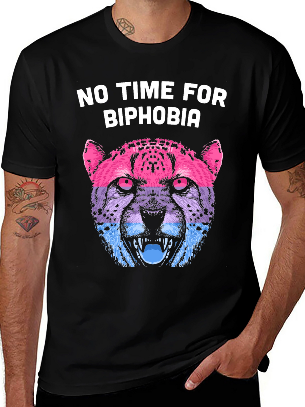 Biphobia Awareness T-Shirt with Cheetah Design