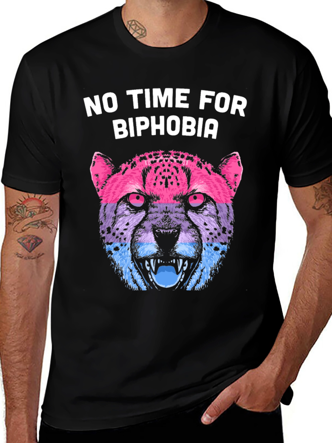 Biphobia Awareness T-Shirt with Cheetah Design