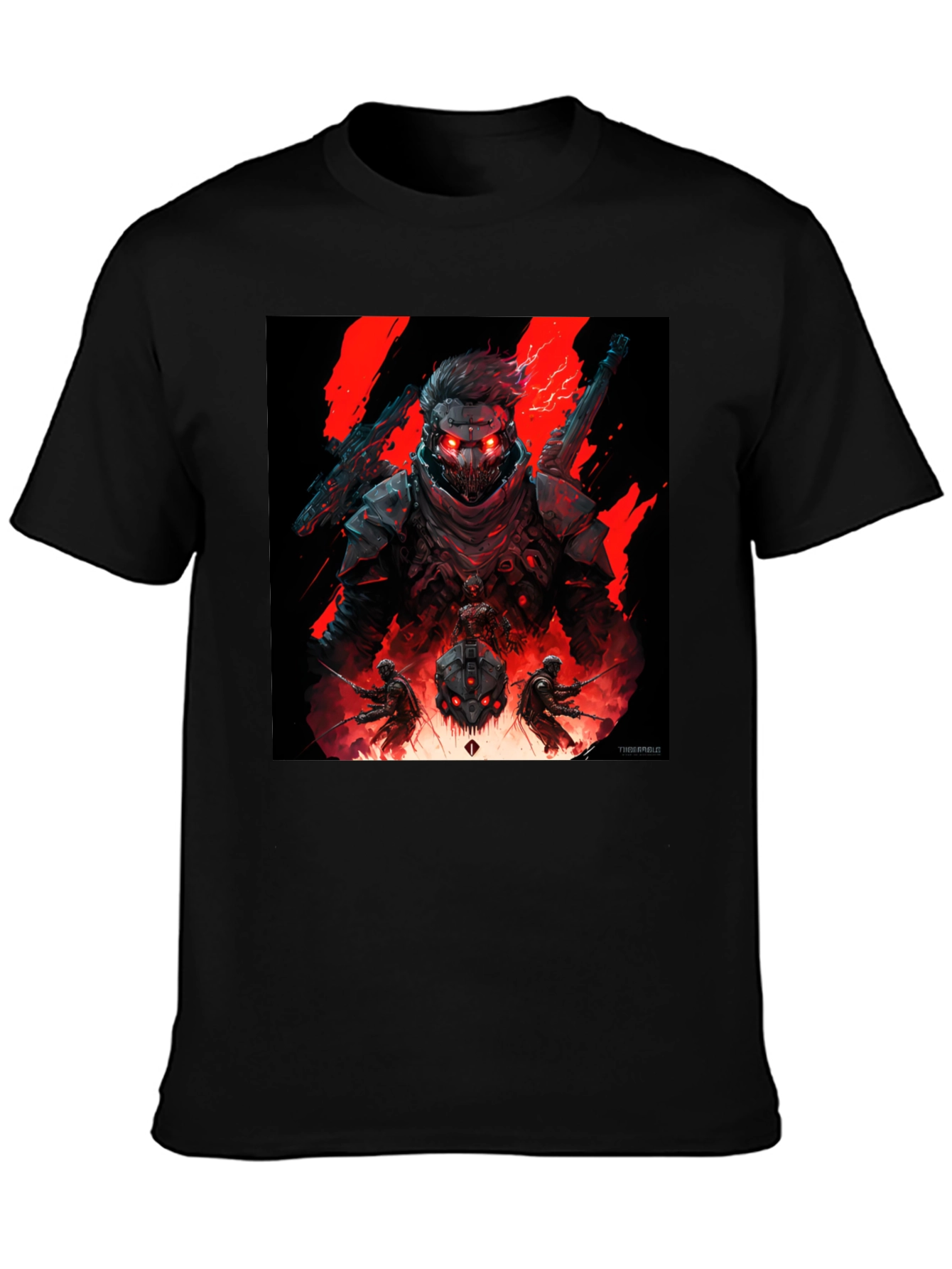 Cyberpunk Warrior Graphic Tee - Black