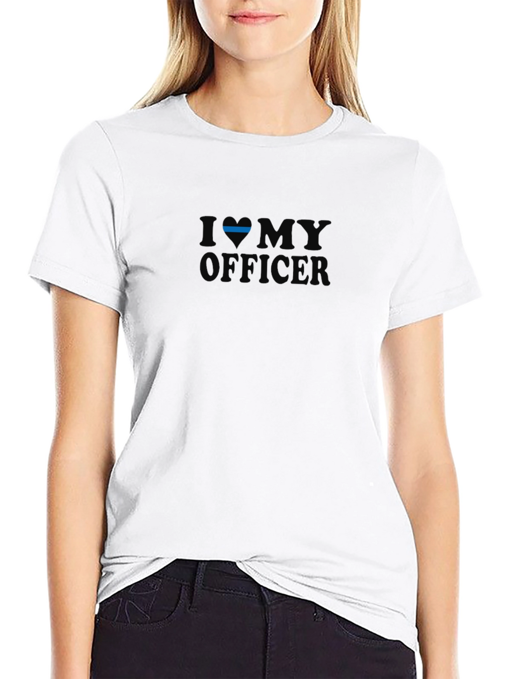 I Love My Officer Black T-Shirt