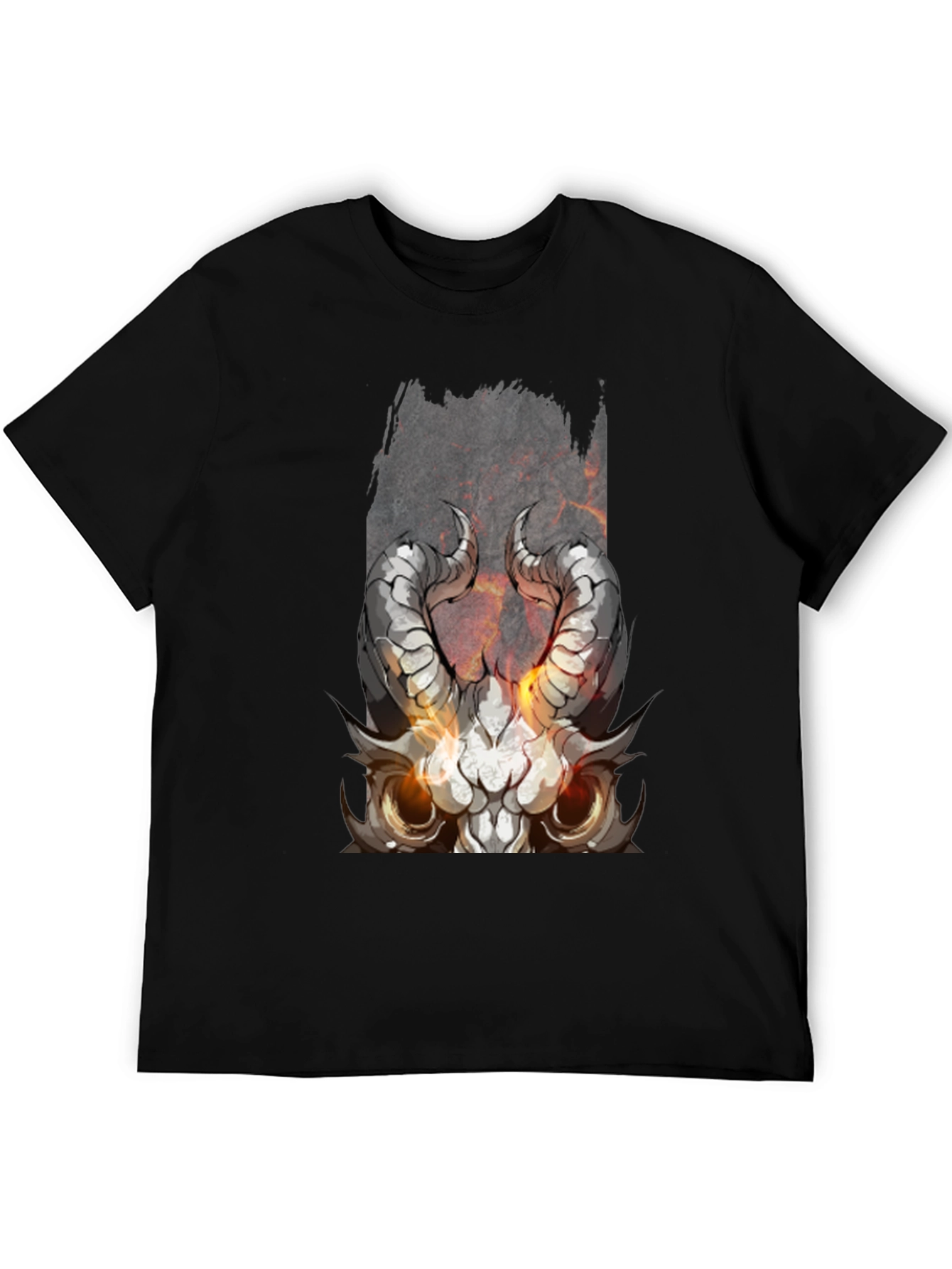 Black Diablo Horned Skull Graphic Tee