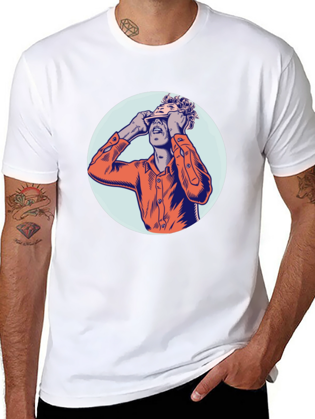 Graphic Print Crew Neck T-Shirt - Unique Design