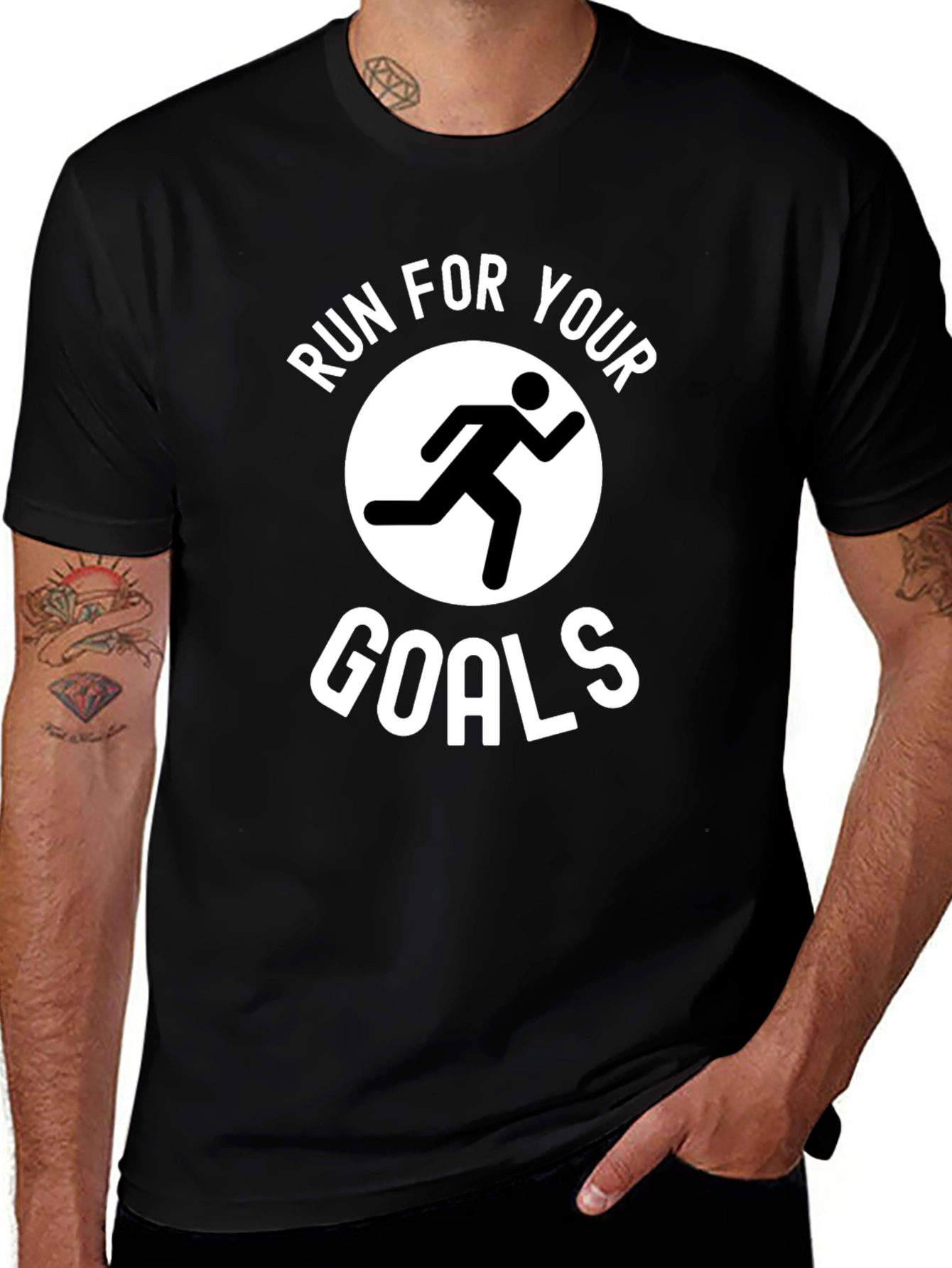 Run For Your Goals Graphic T-Shirt - Black