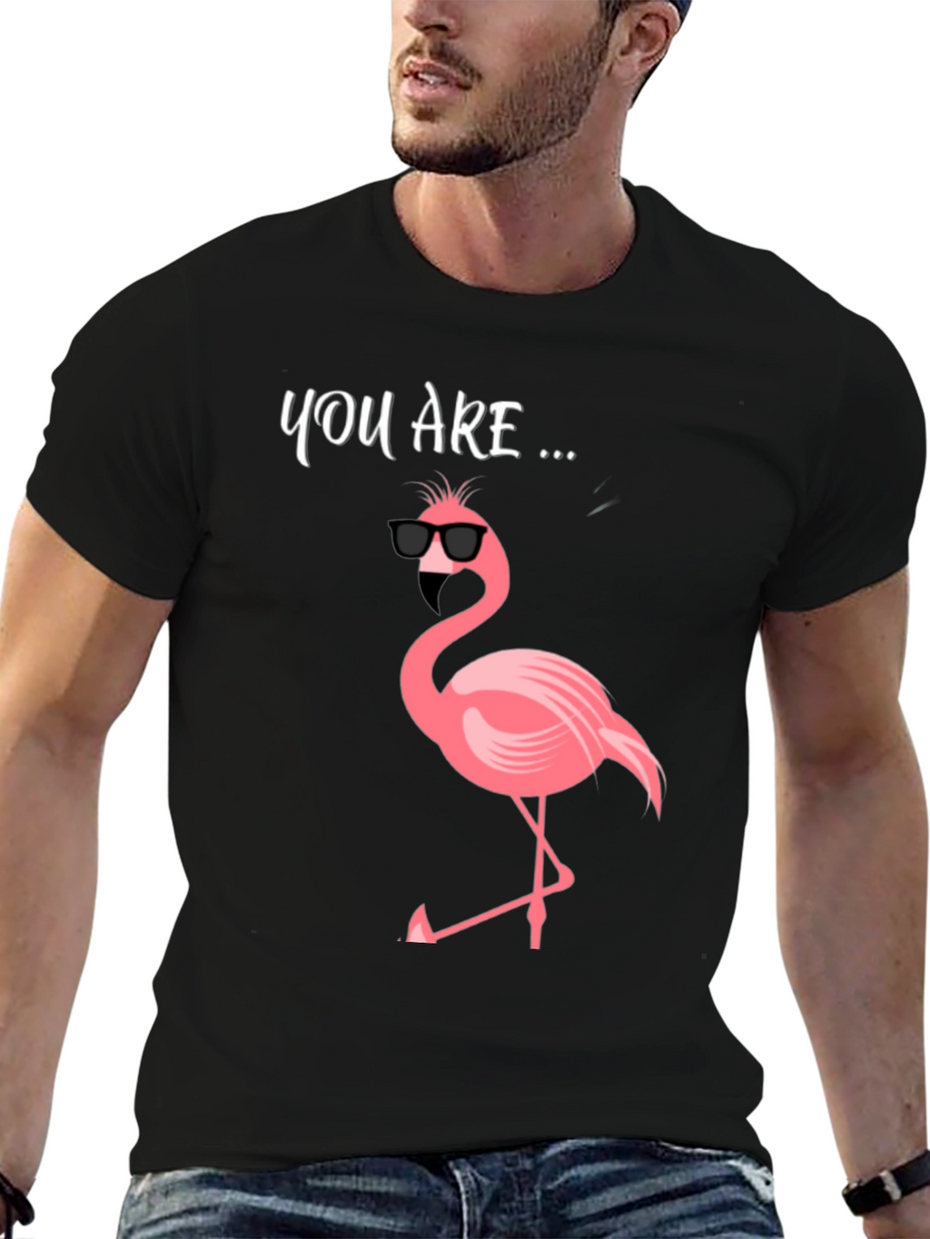 Cool Flamingo Graphic Tee - Mens Black T-Shirt