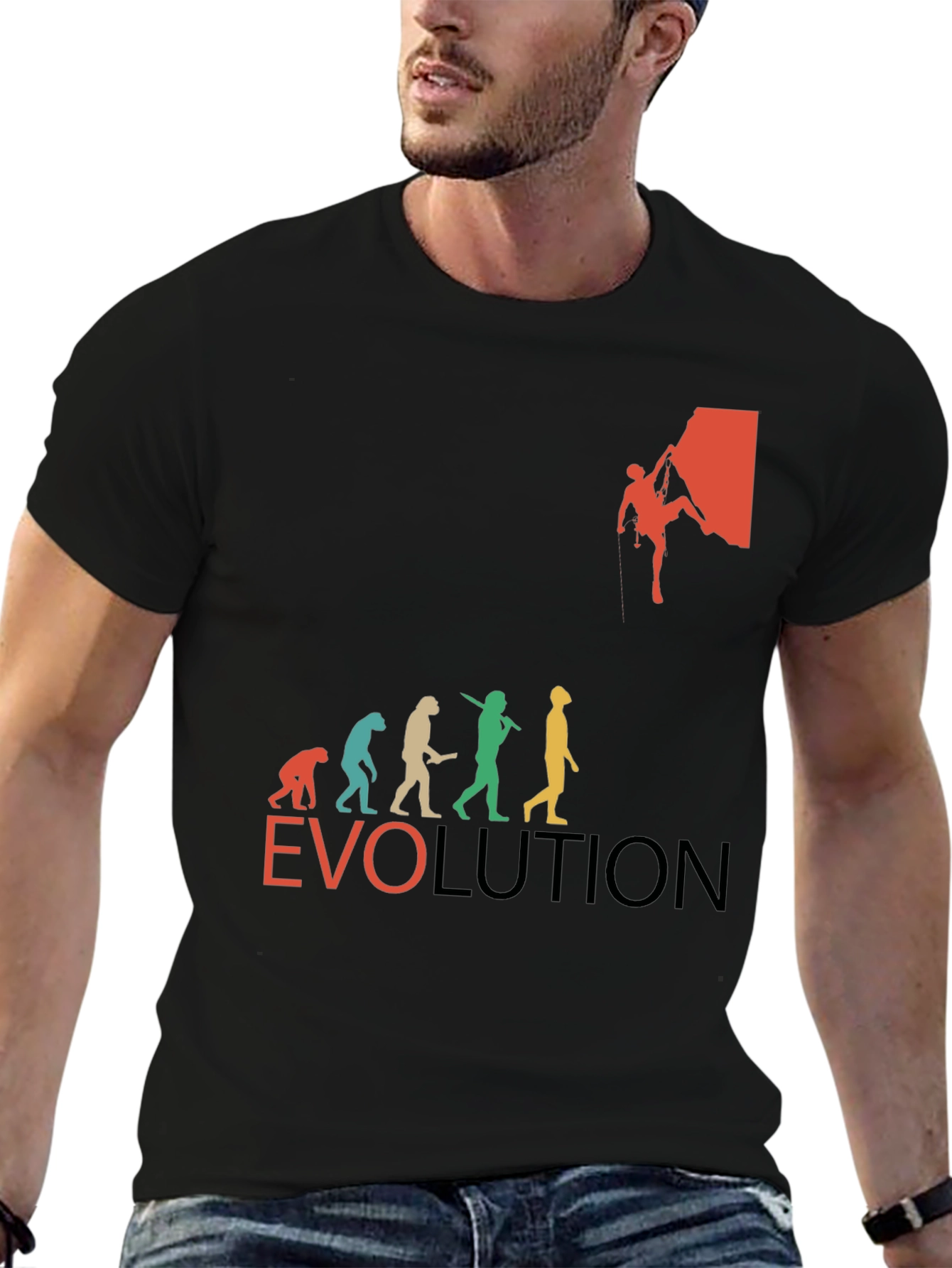Evolution of Climbing T-Shirt - Black Crew Neck