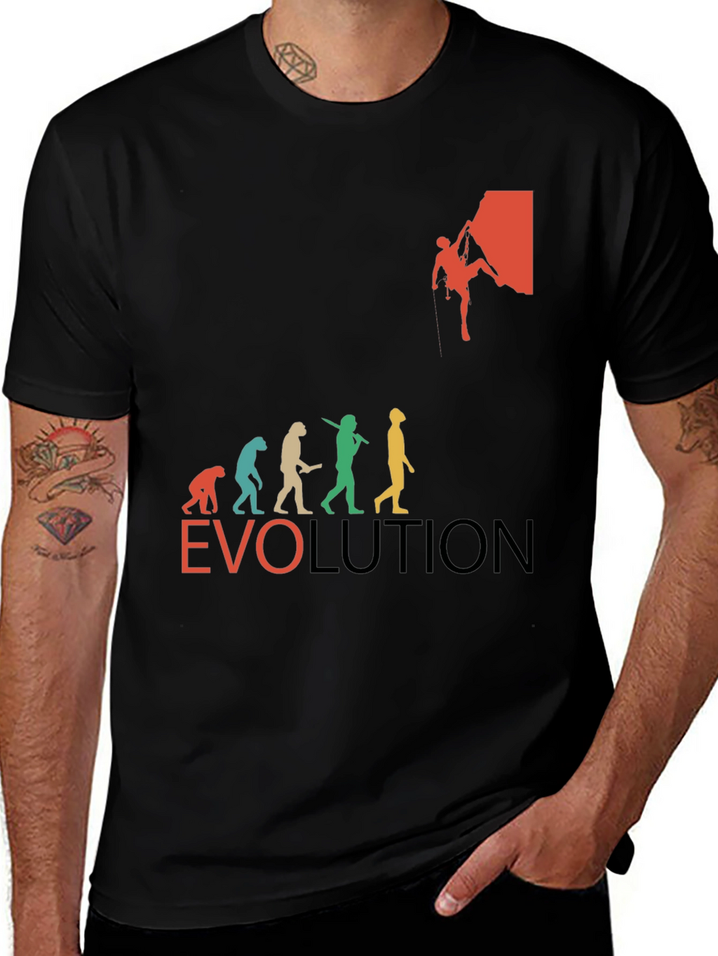 Evolution of Climbing T-Shirt - Black Crew Neck