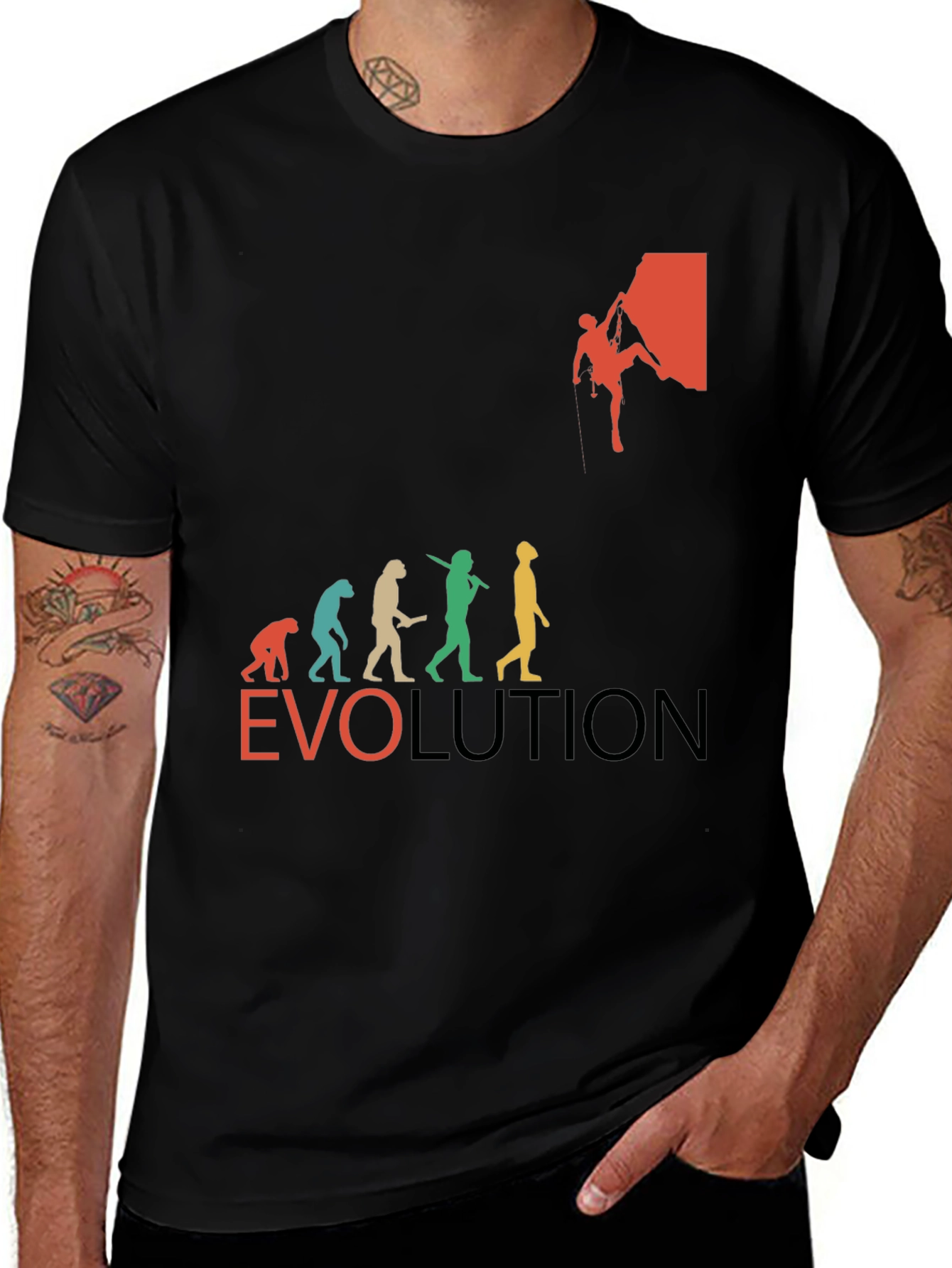 Evolution of Climbing T-Shirt - Black Crew Neck