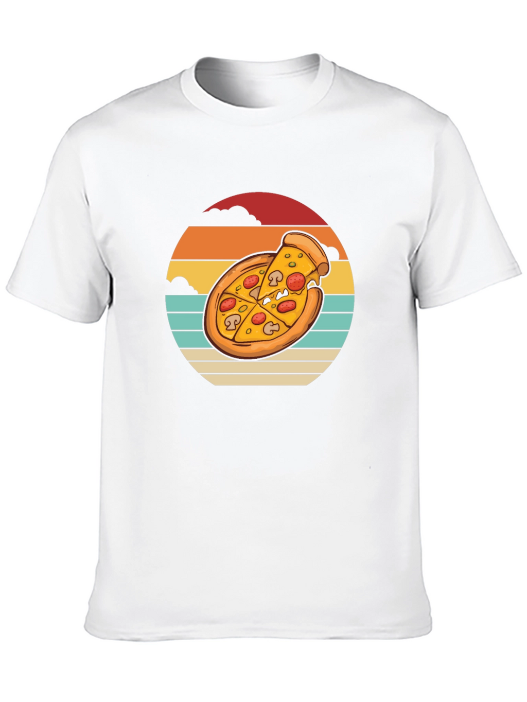Pizza Sunset Graphic Tee - Black Cotton T-Shirt