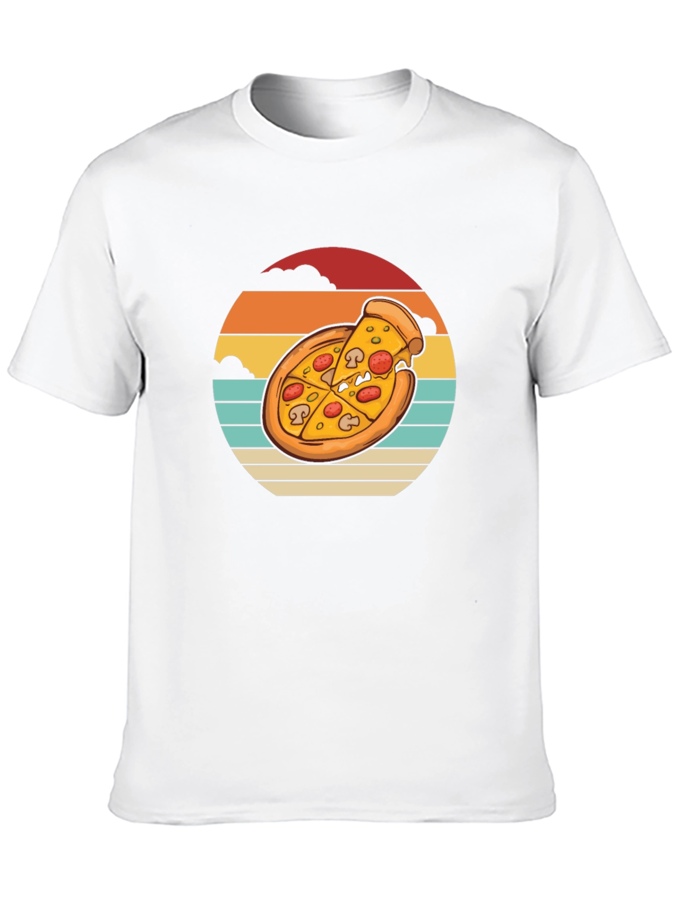Pizza Sunset Graphic Tee - Black Cotton T-Shirt