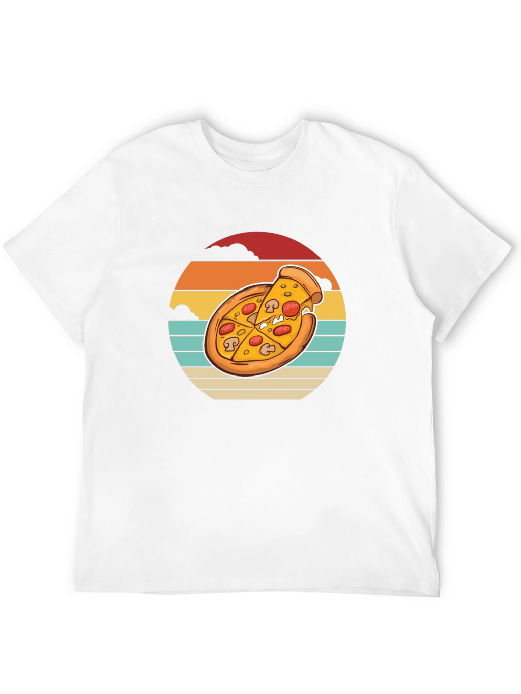 Pizza Sunset Graphic Tee - Black Cotton T-Shirt