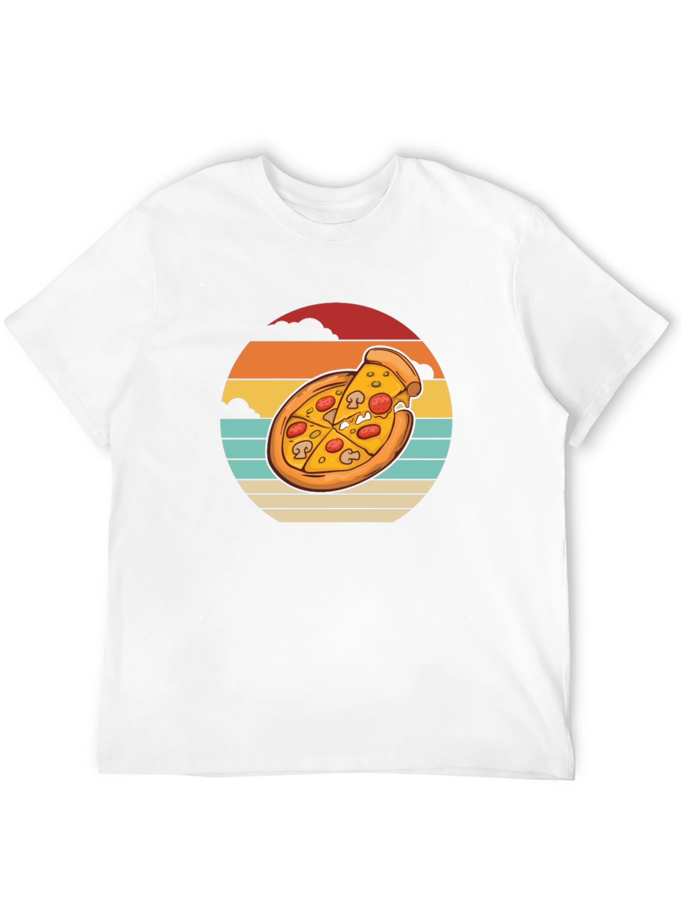 Pizza Sunset Graphic Tee - Black Cotton T-Shirt