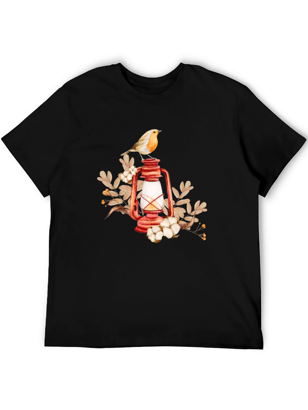 Bird on Lantern Graphic Tee - Black