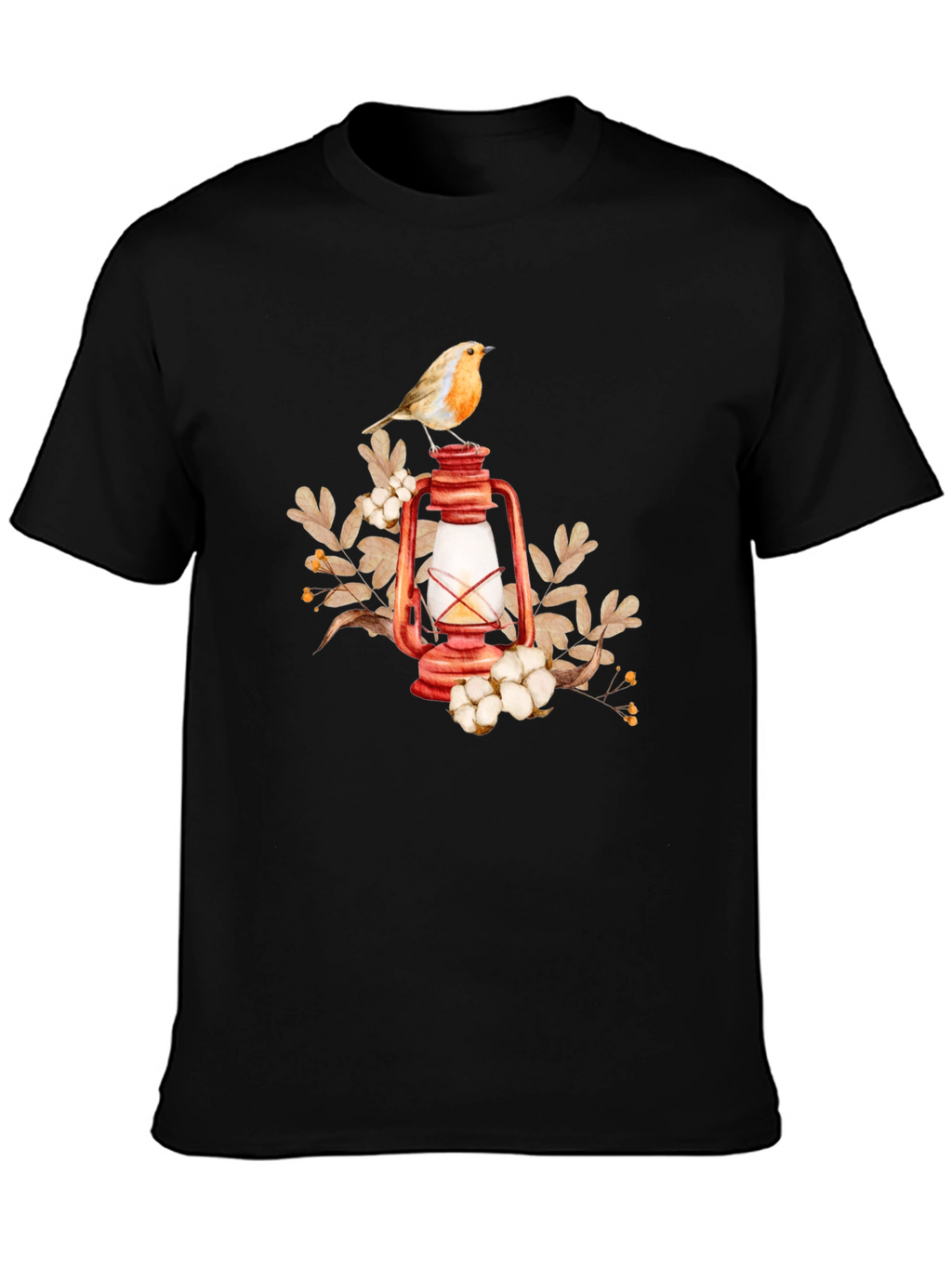 Bird on Lantern Graphic Tee - Black
