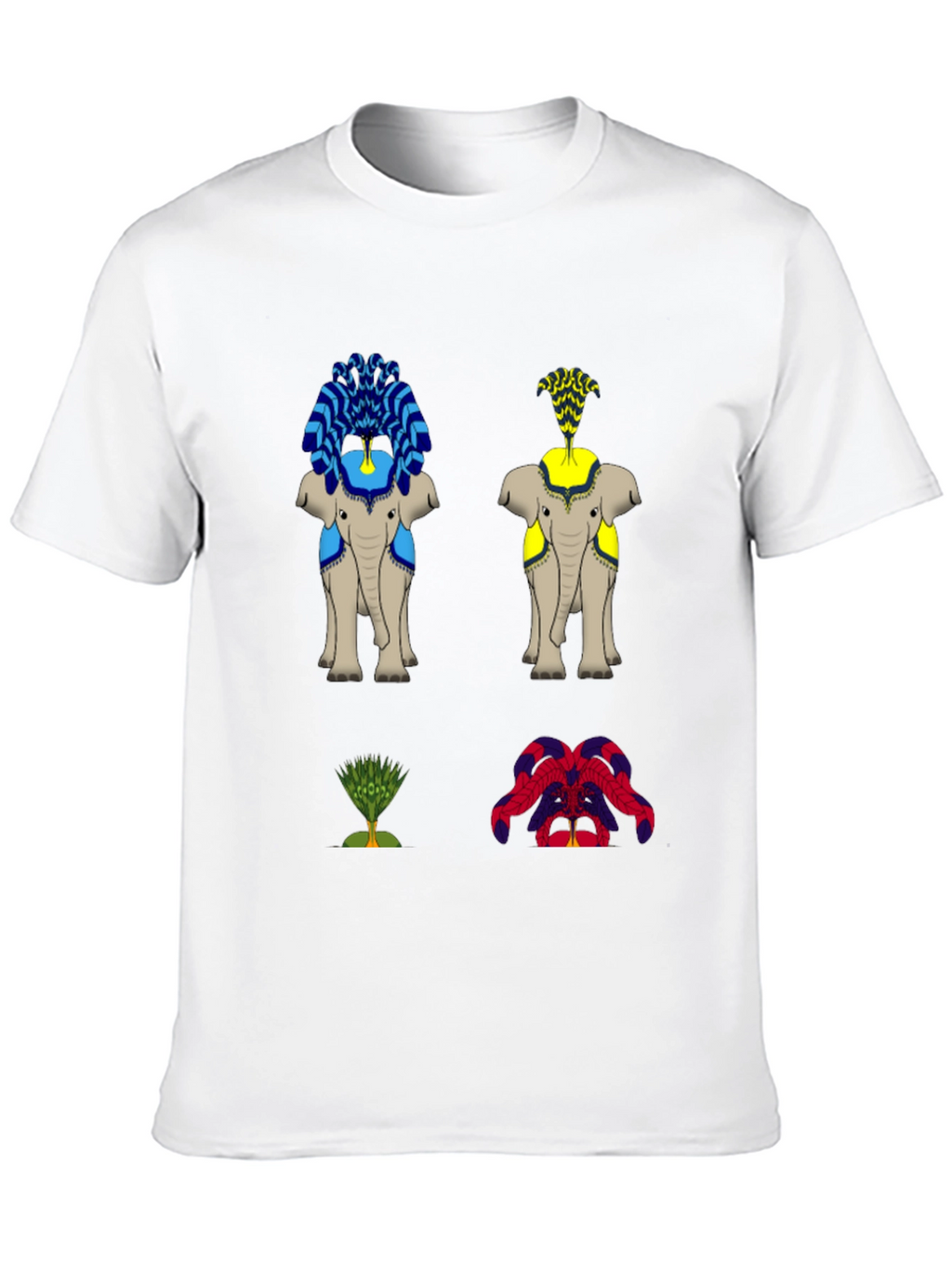 Elephant Art Print Black T-Shirt