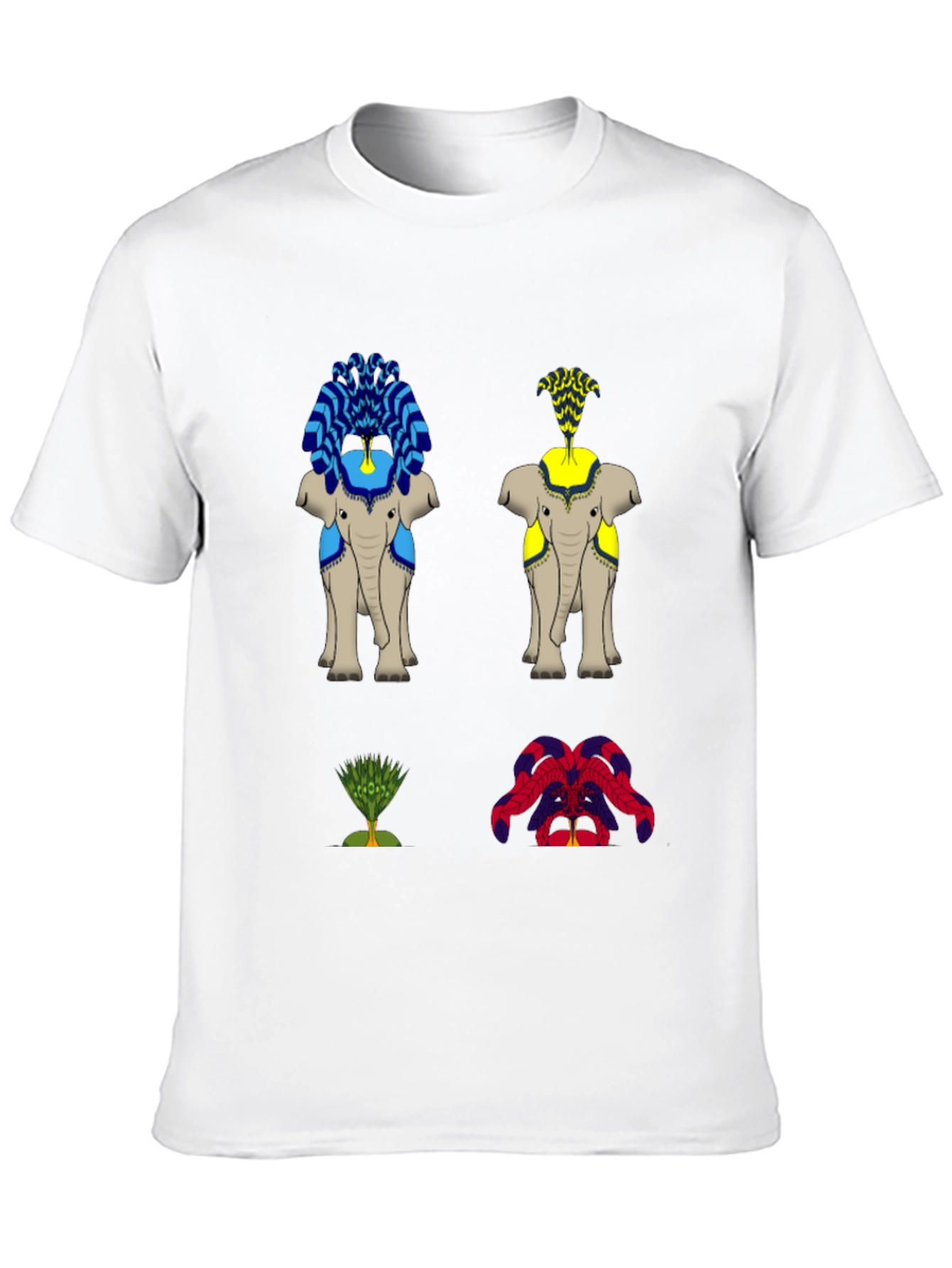 Elephant Art Print Black T-Shirt