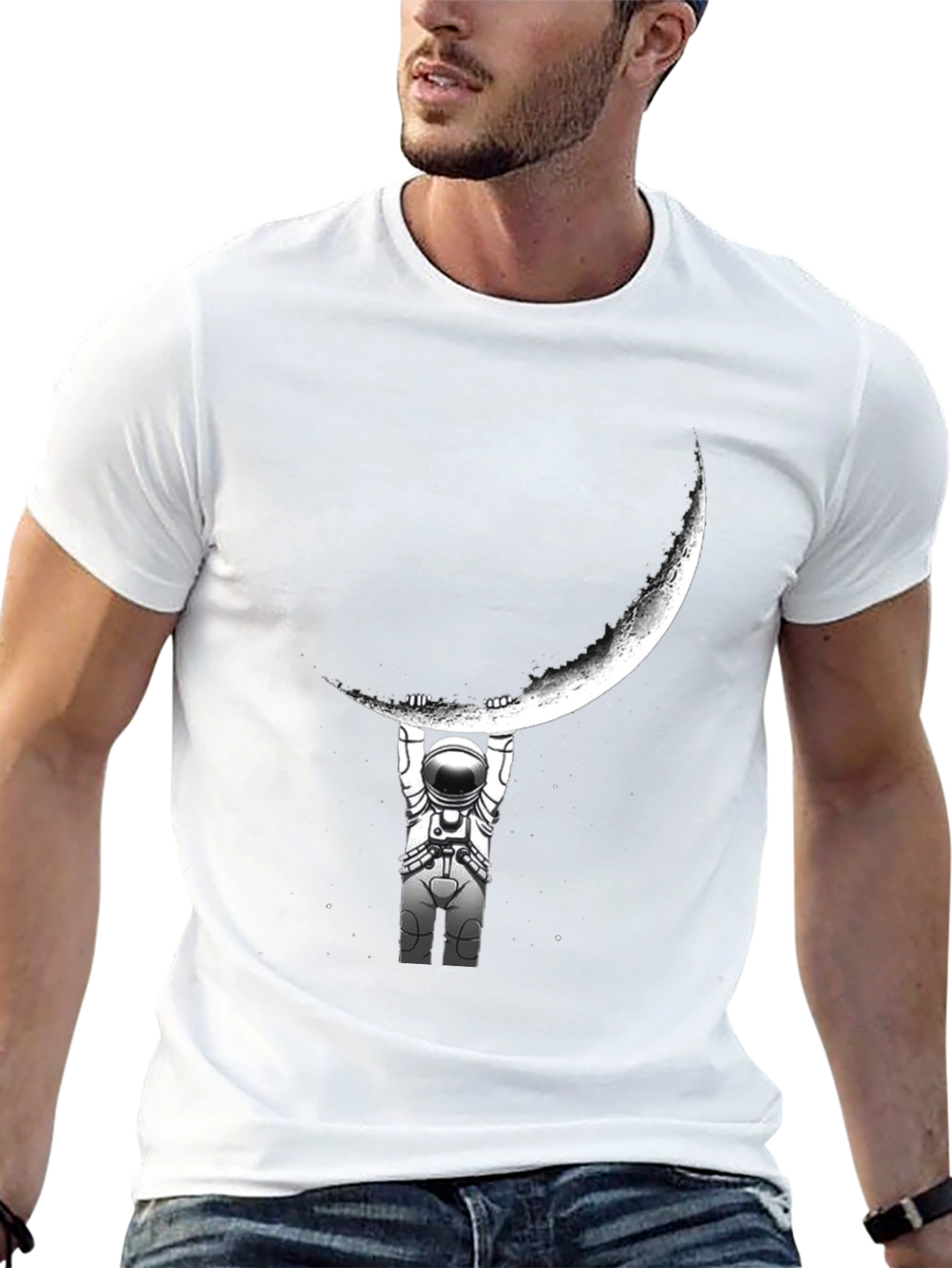 Astronaut Moon Lift Graphic T-Shirt