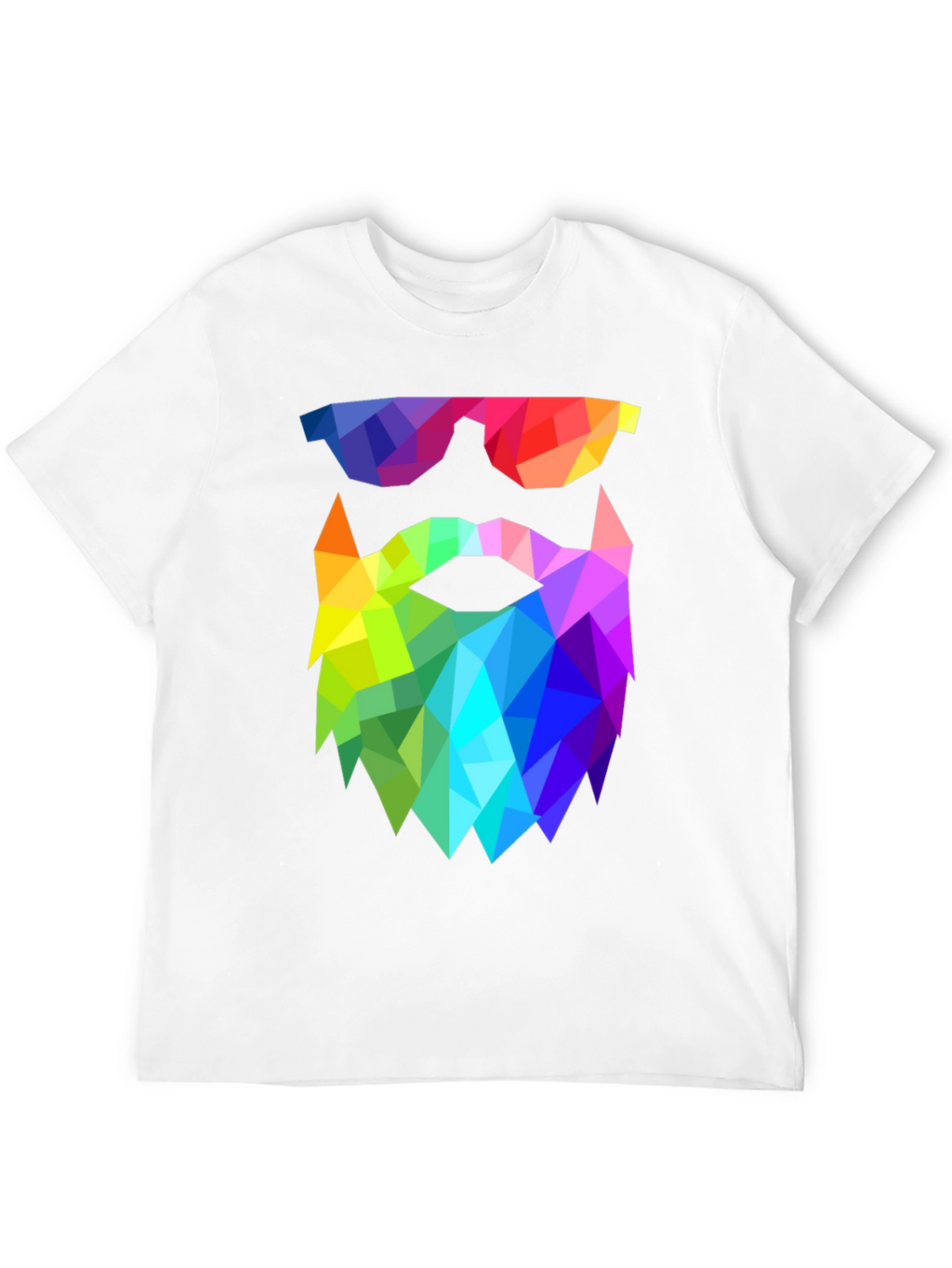 Geometric Beard T-Shirt - Rainbow Triangle Design