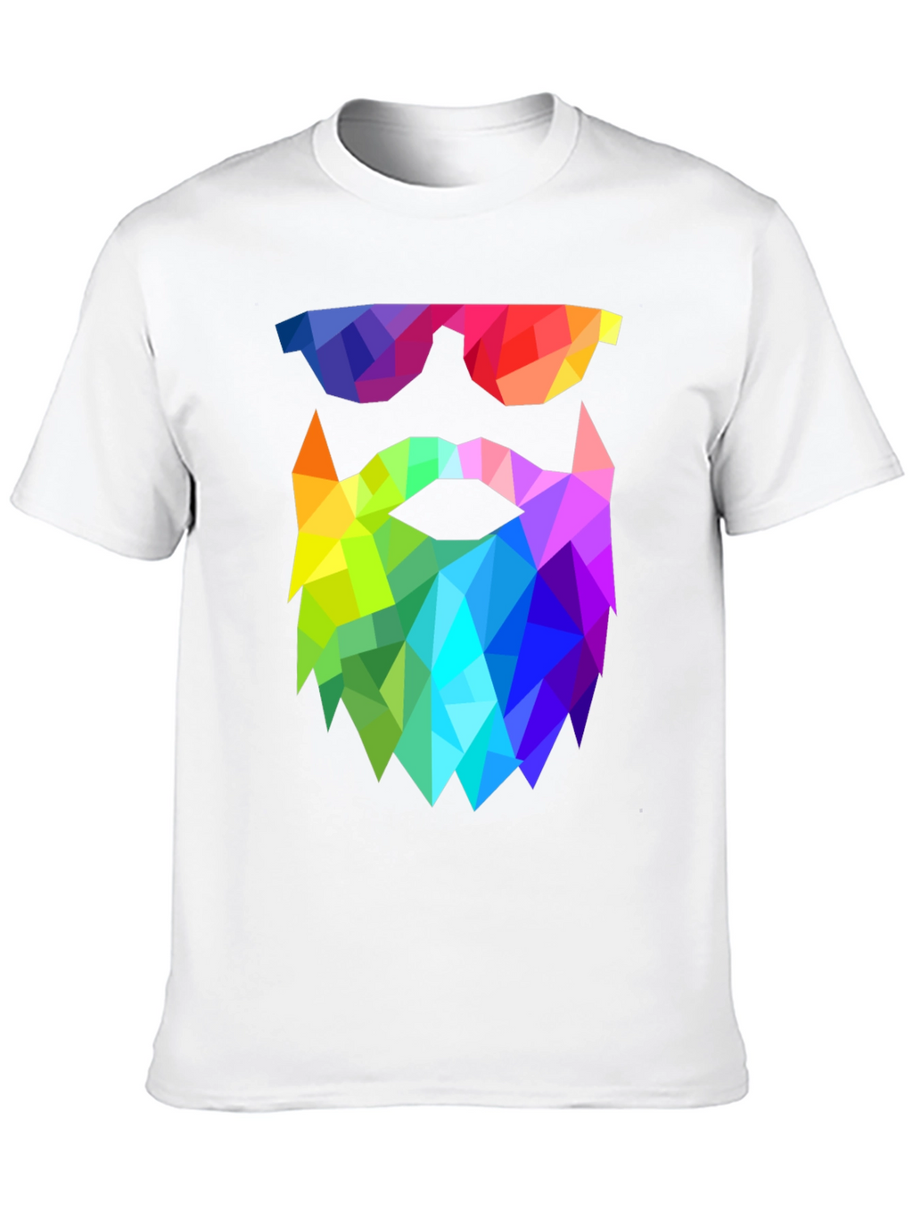 Geometric Beard T-Shirt - Rainbow Triangle Design