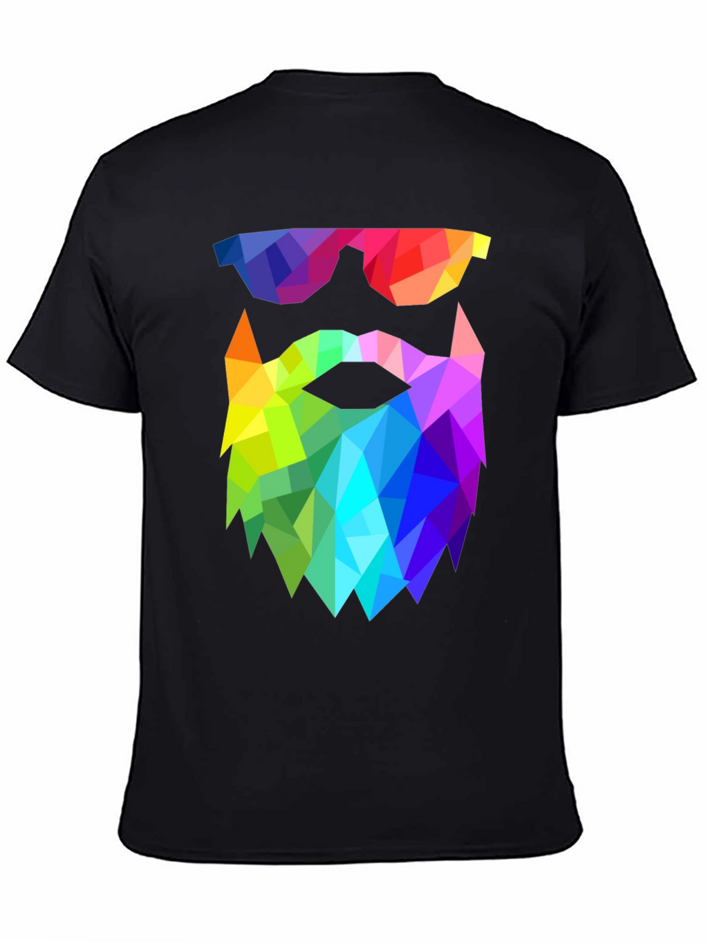 Geometric Beard T-Shirt - Rainbow Triangle Design