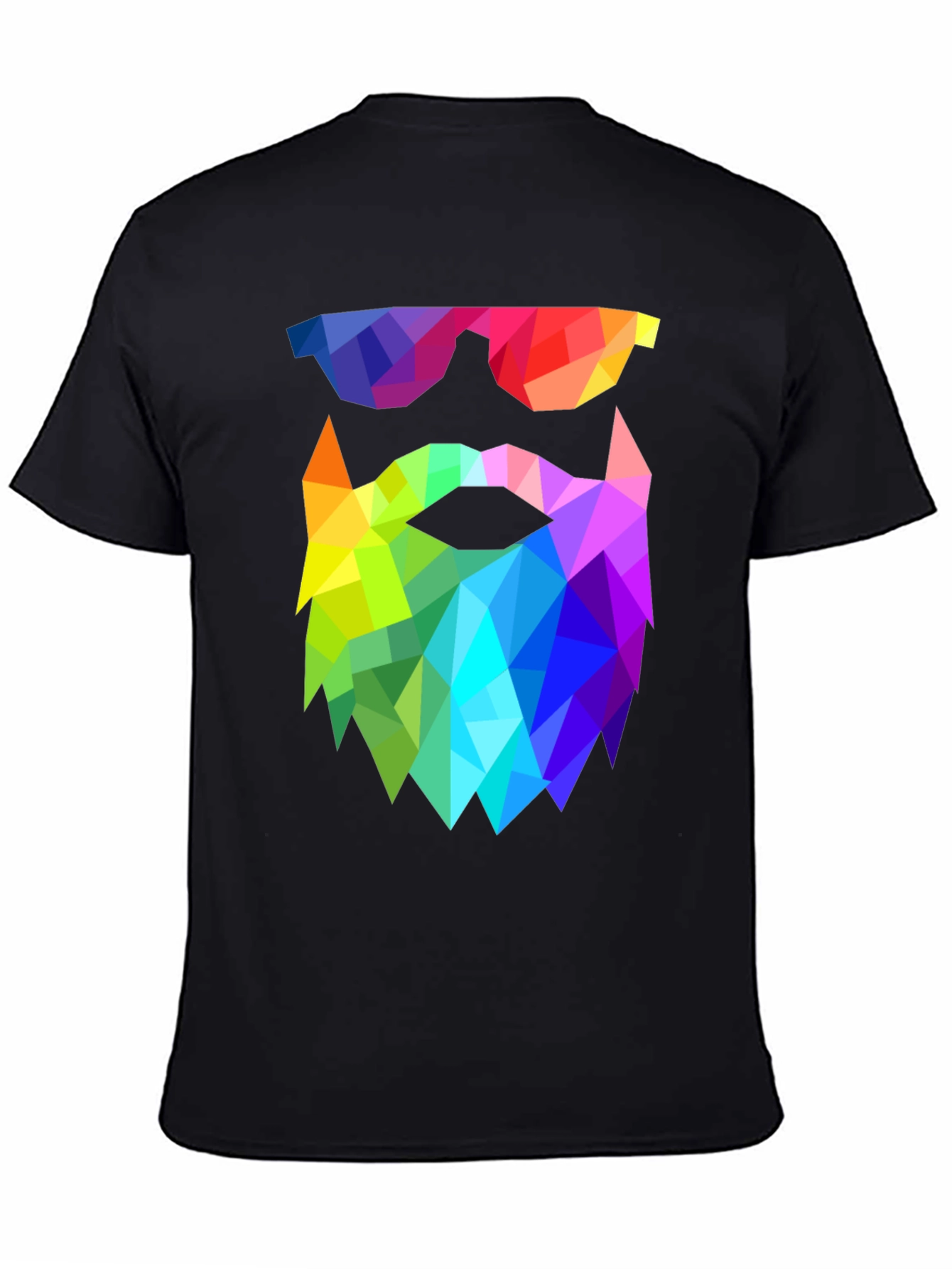 Geometric Beard T-Shirt - Rainbow Triangle Design