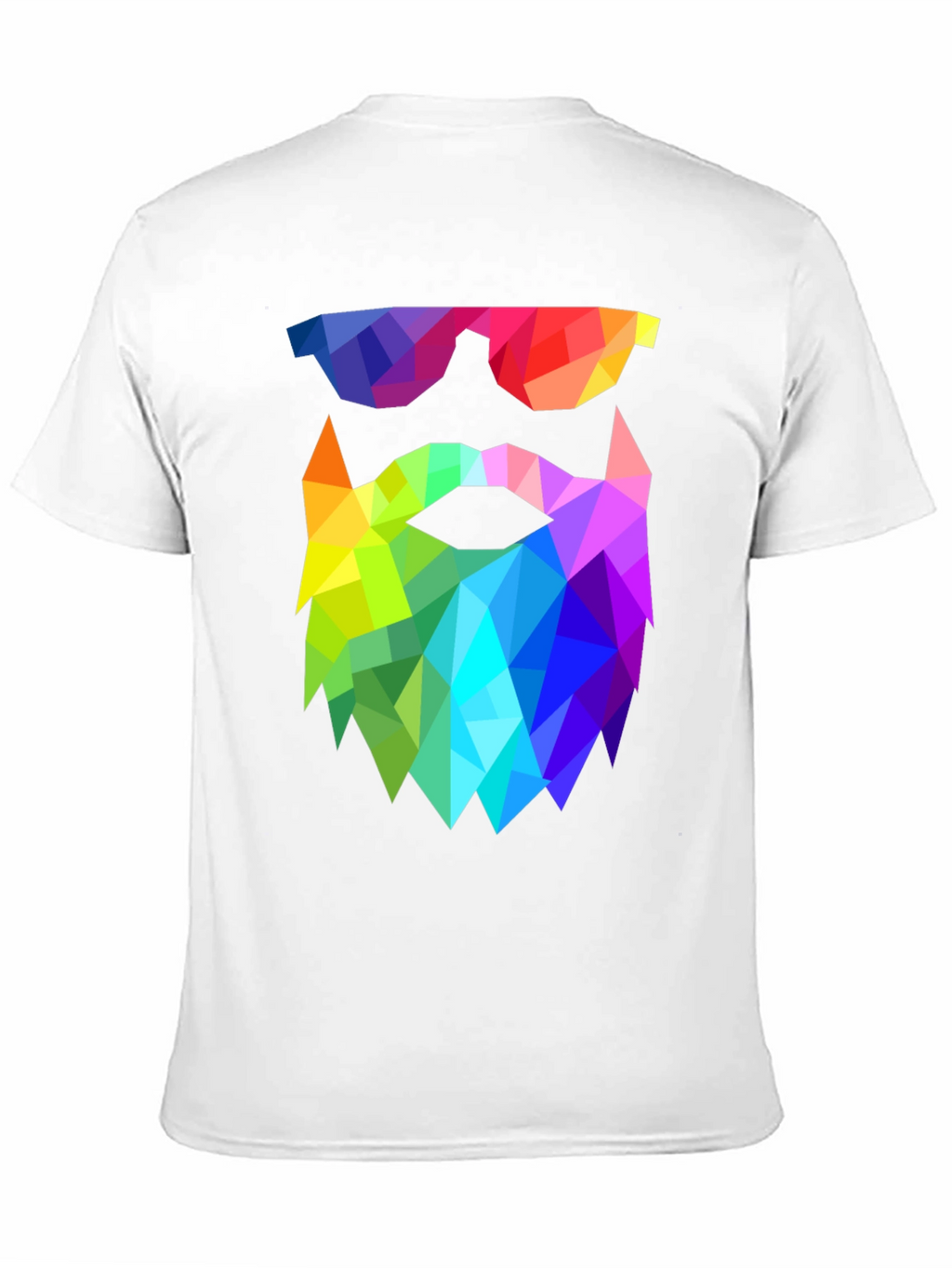 Geometric Beard T-Shirt - Rainbow Triangle Design