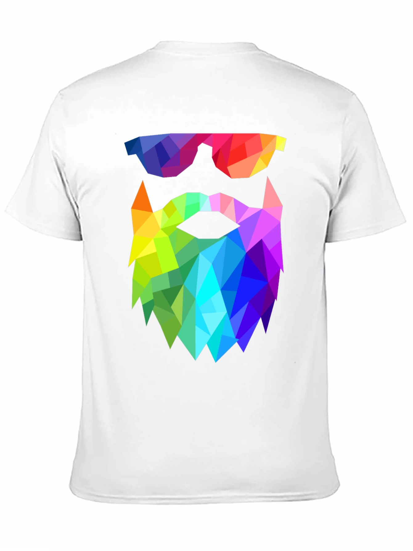 Geometric Beard T-Shirt - Rainbow Triangle Design