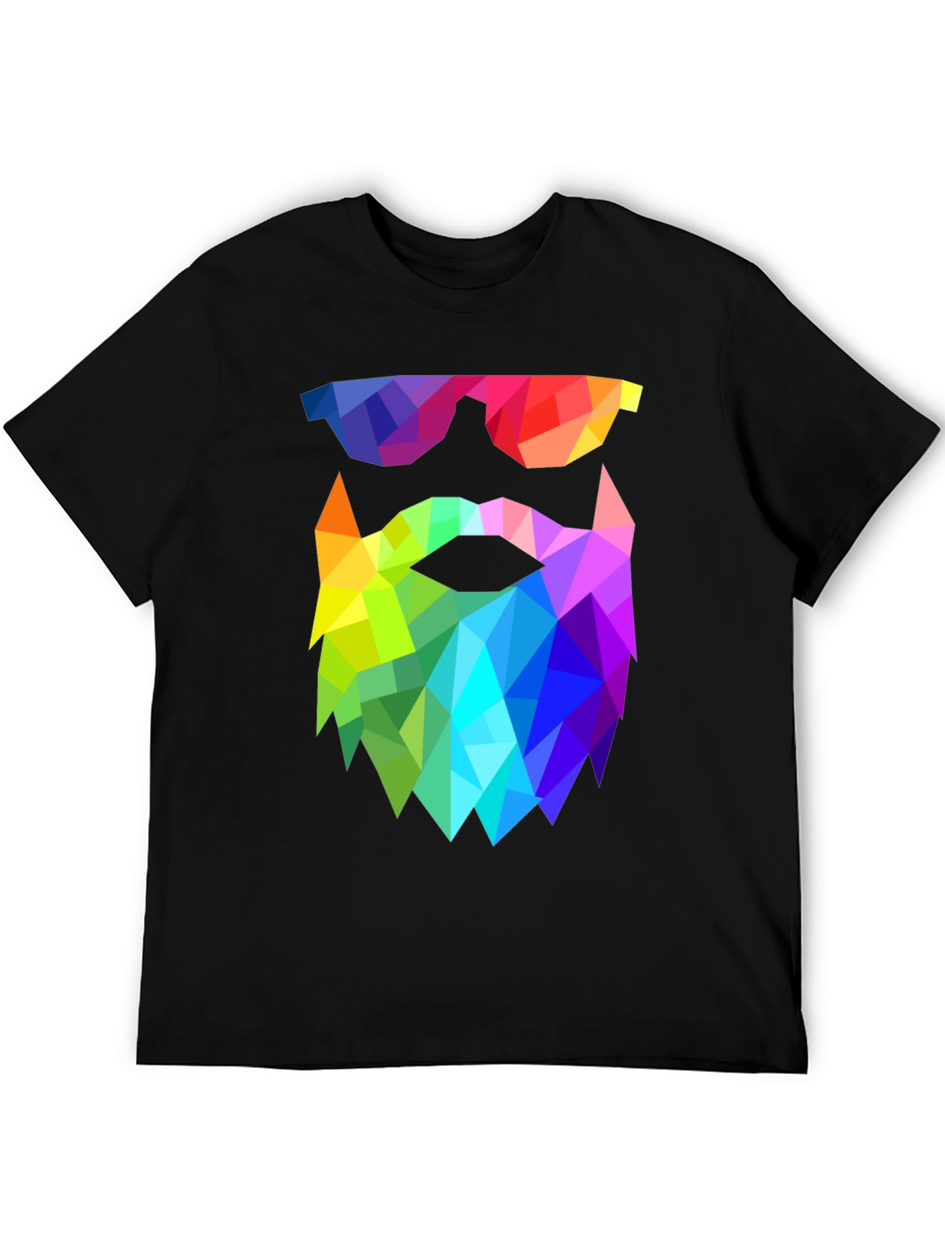 Geometric Beard T-Shirt - Rainbow Triangle Design