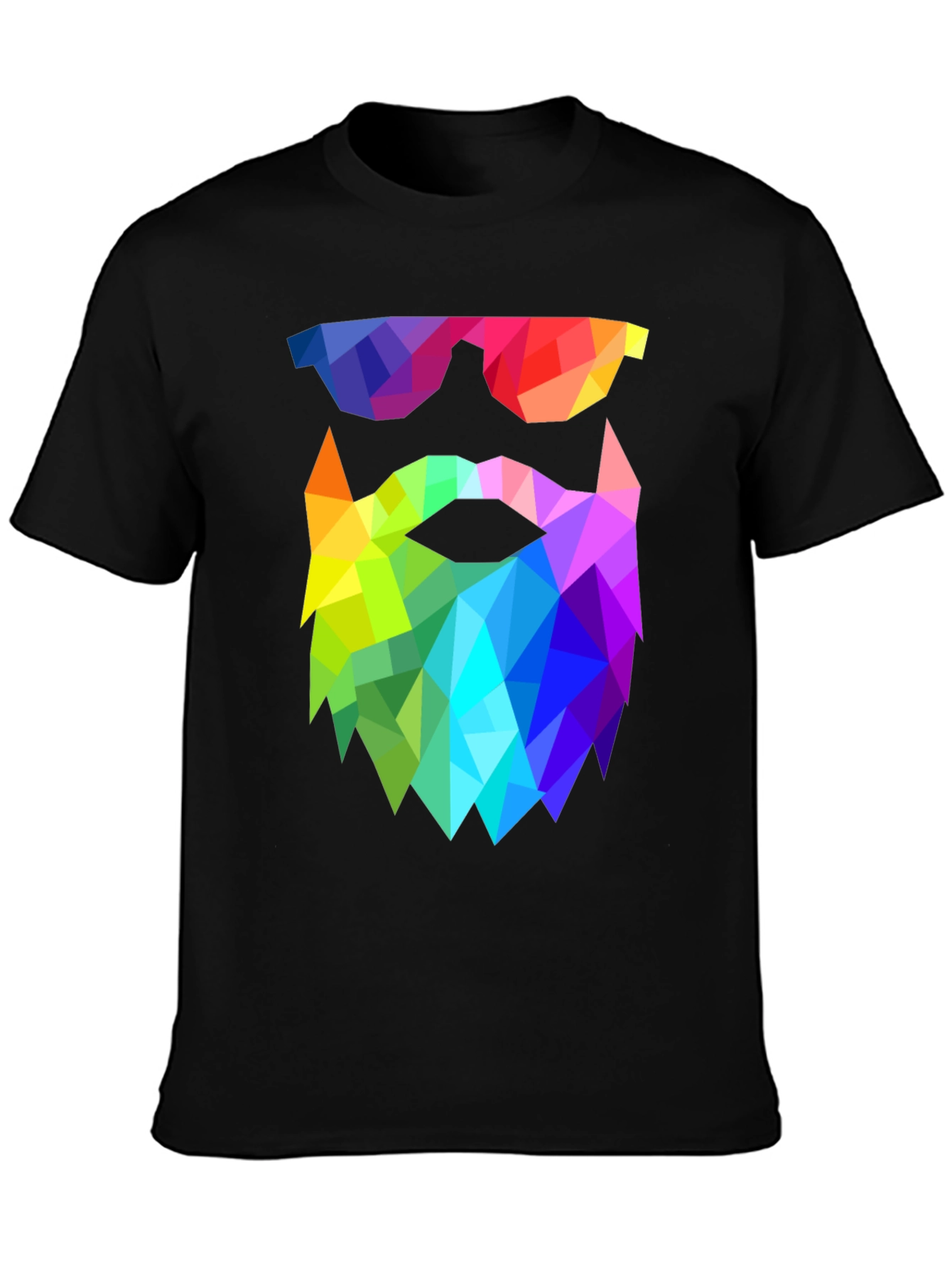 Geometric Beard T-Shirt - Rainbow Triangle Design