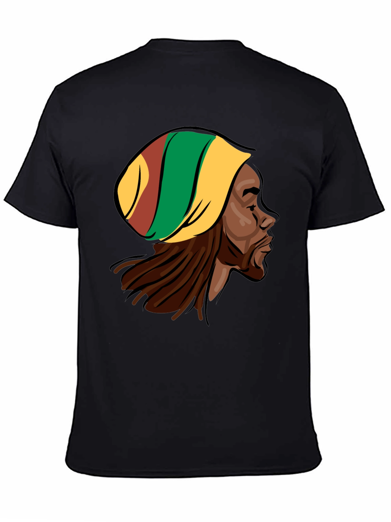 Rasta Man Graphic Tee - Black Cotton Blend