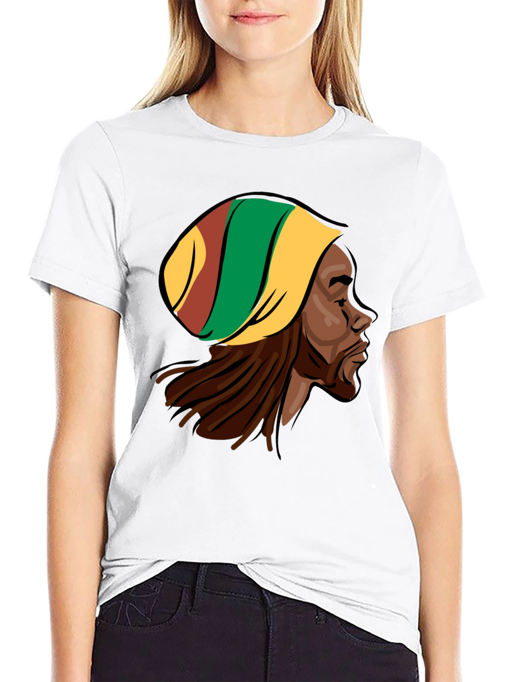 Rasta Man Graphic Tee - Black Cotton Blend