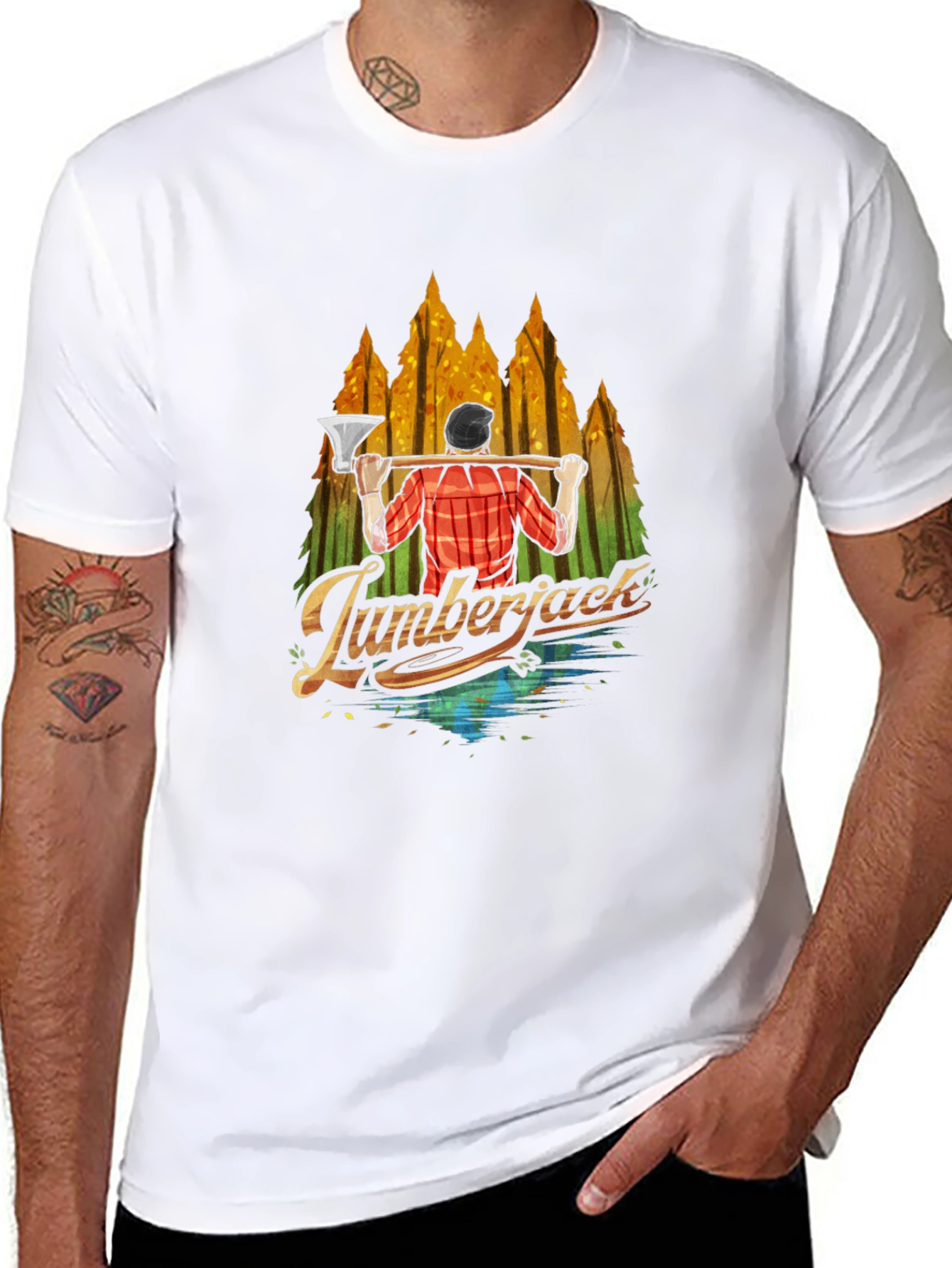 Lumberjack Graphic Print Crew Neck T-Shirt