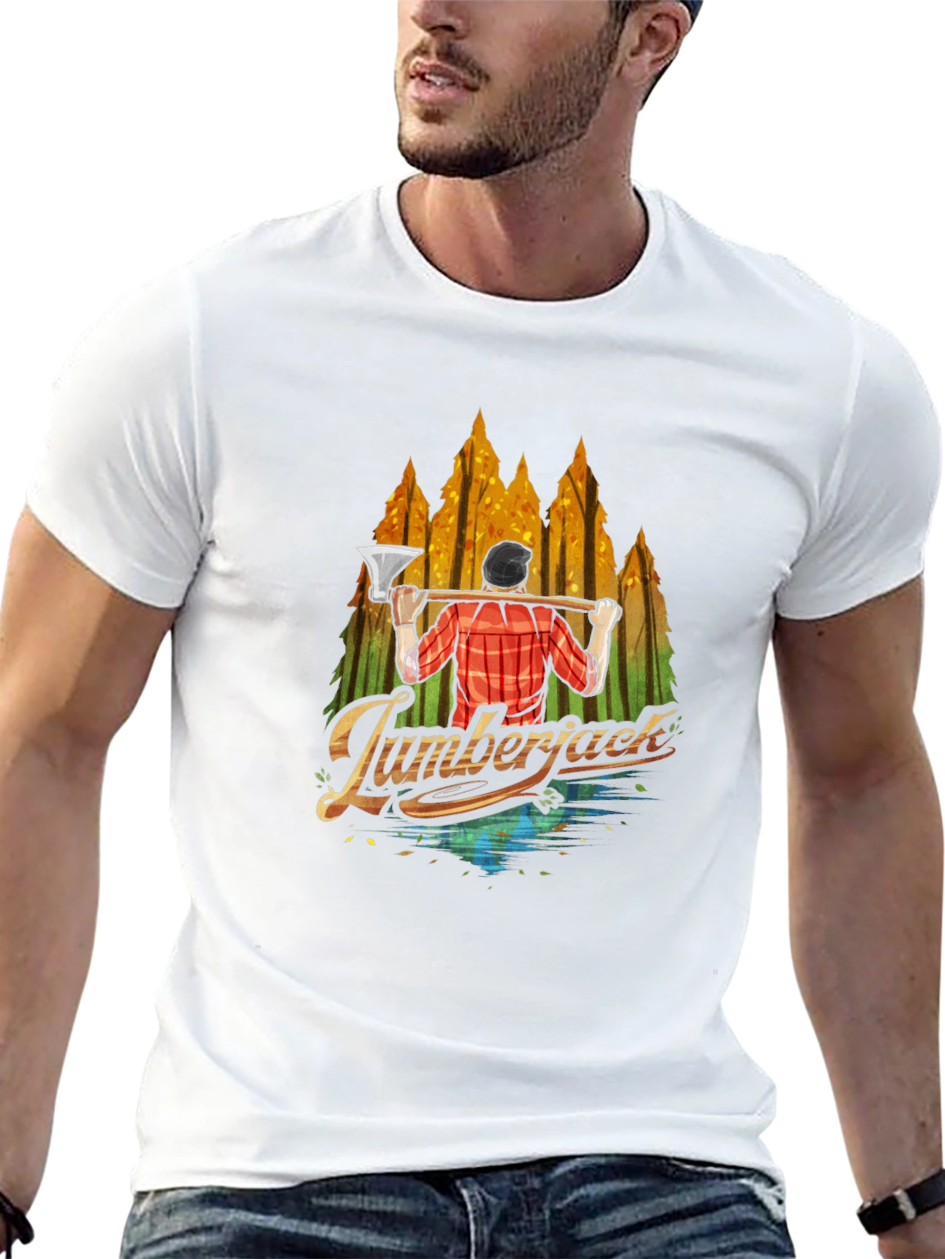 Lumberjack Graphic Print Crew Neck T-Shirt