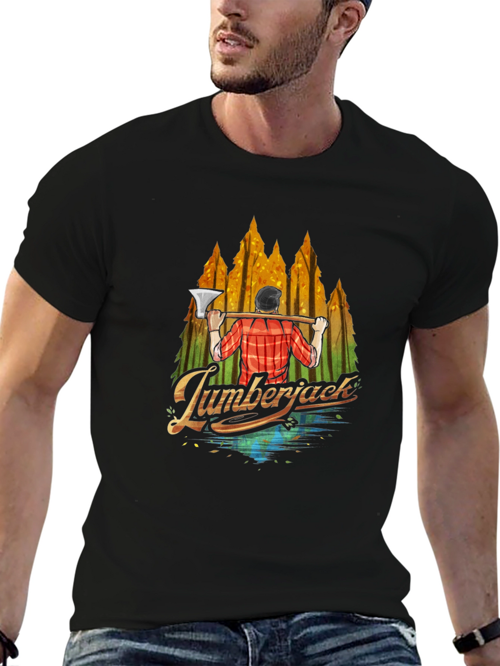 Lumberjack Graphic Print Crew Neck T-Shirt