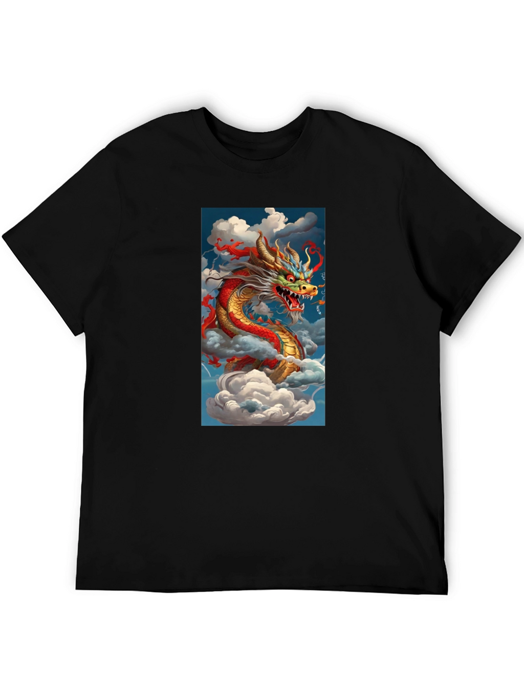Dragon Graphic Tee - Mens Black Cotton T-Shirt