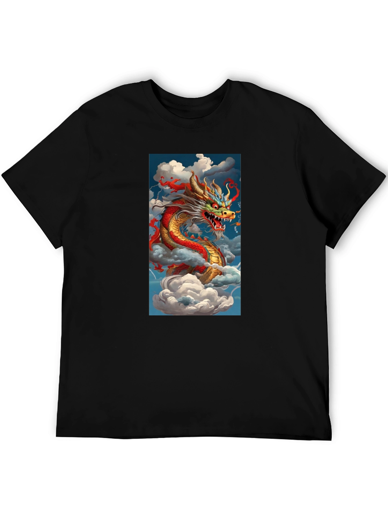 Dragon Graphic Tee - Mens Black Cotton T-Shirt