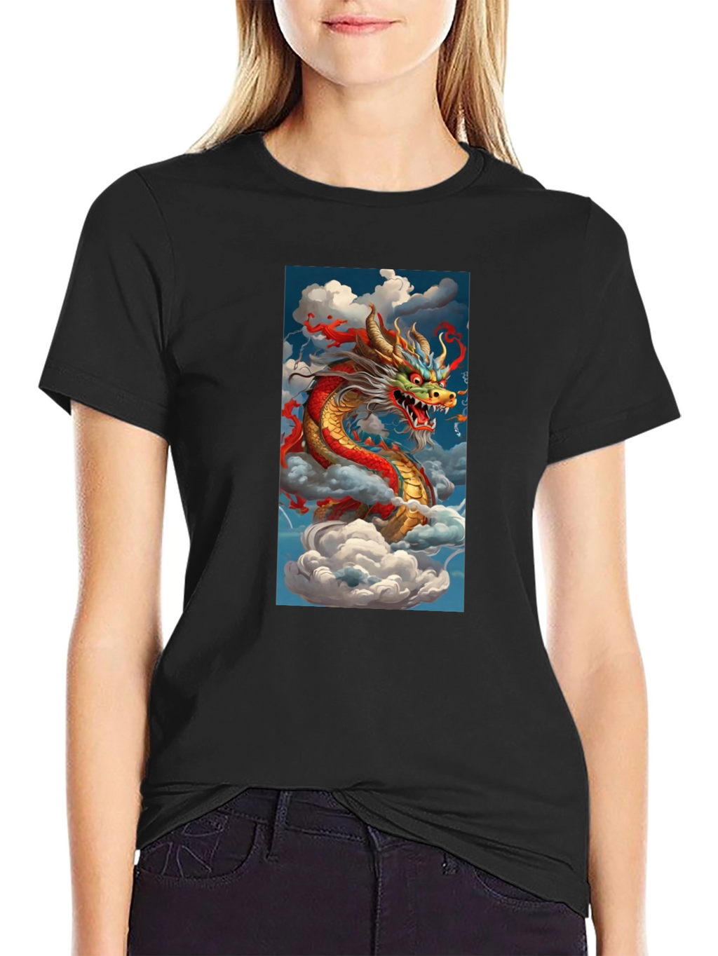 Dragon Graphic Tee - Mens Black Cotton T-Shirt