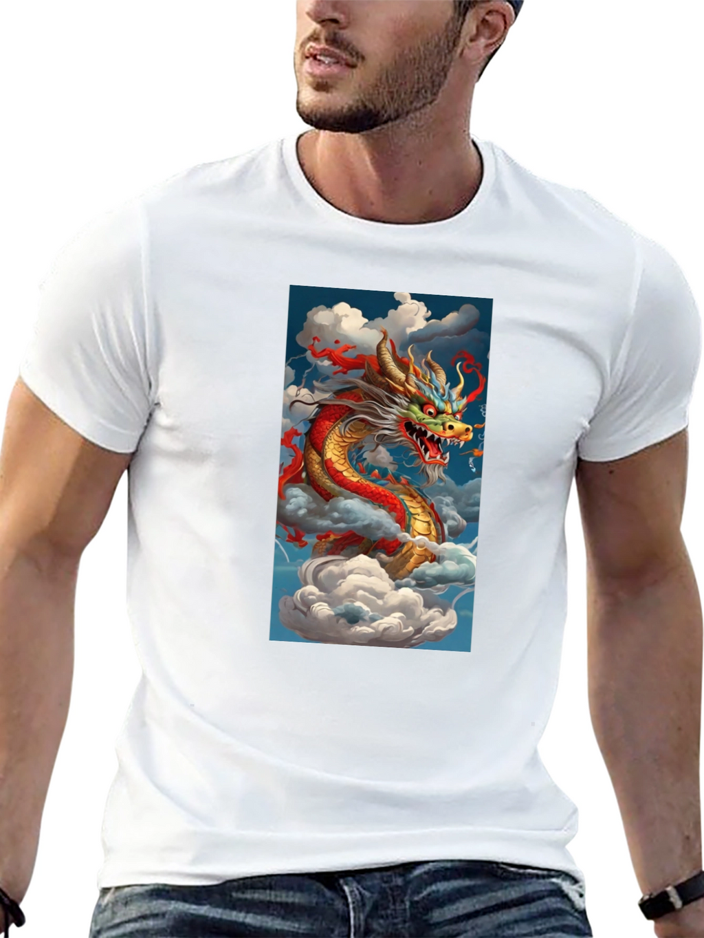 Dragon Graphic Tee - Mens Black Cotton T-Shirt