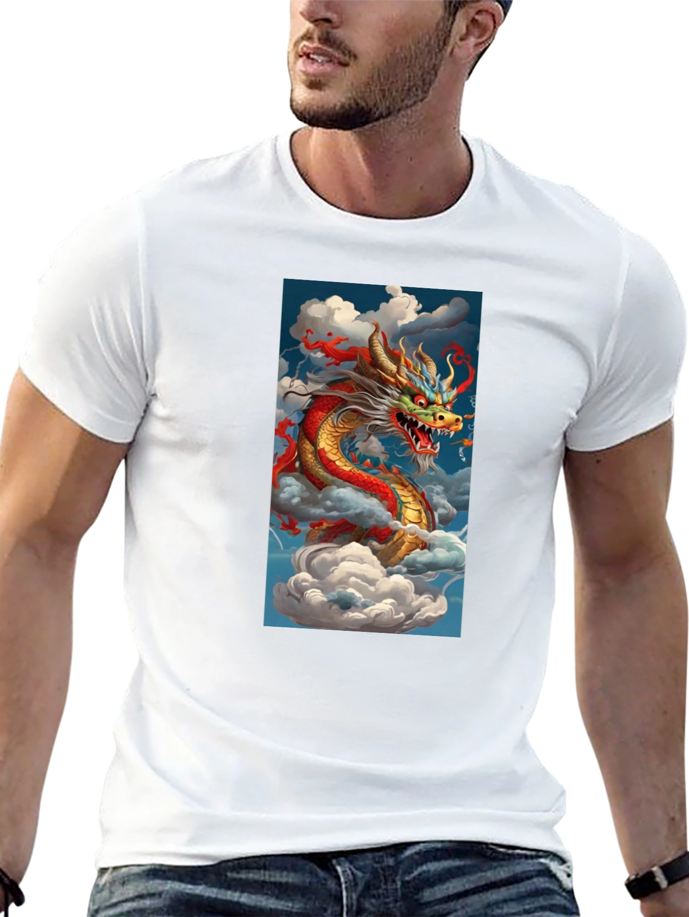 Dragon Graphic Tee - Mens Black Cotton T-Shirt
