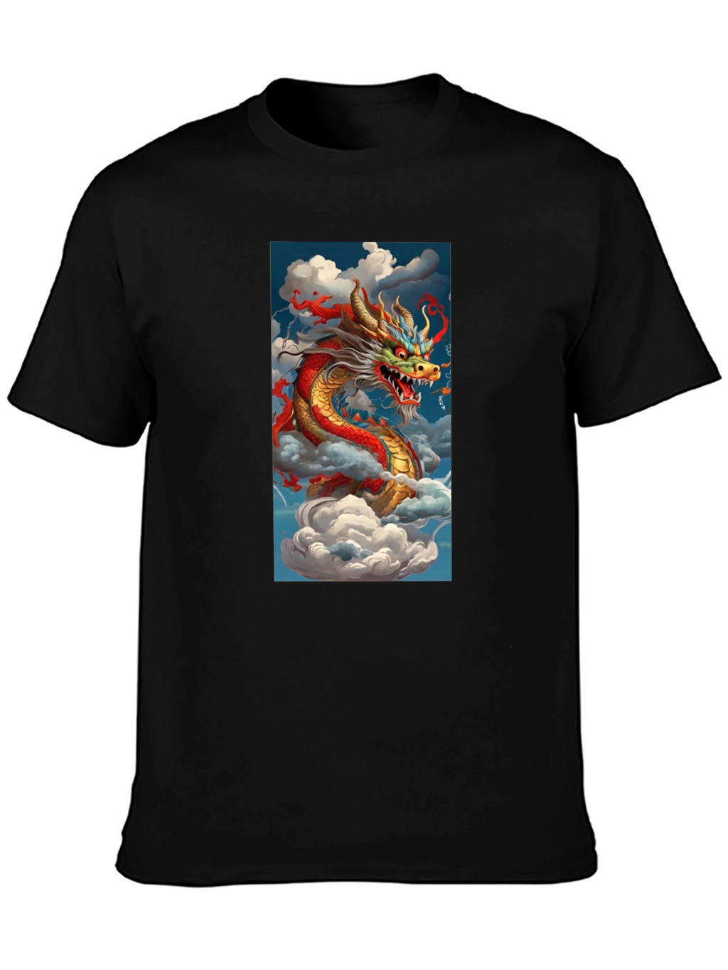 Dragon Graphic Tee - Mens Black Cotton T-Shirt