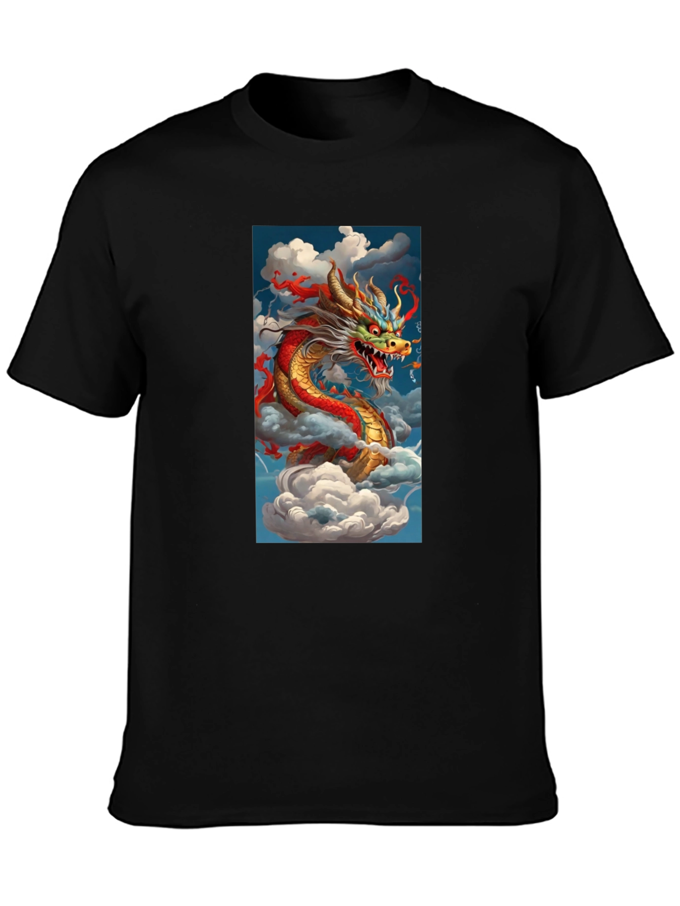 Dragon Graphic Tee - Mens Black Cotton T-Shirt