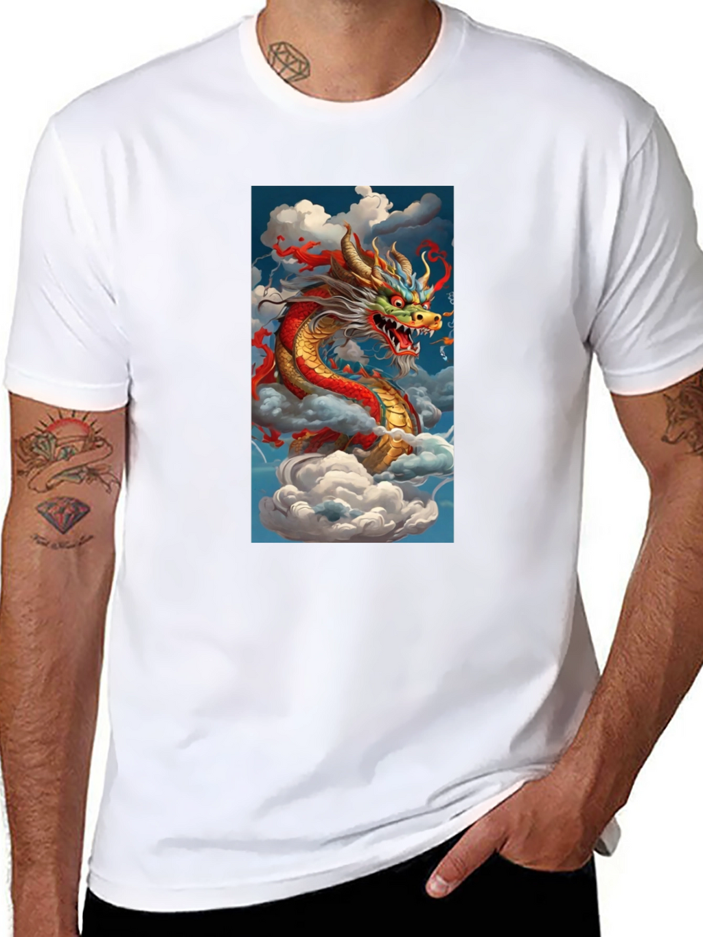 Dragon Graphic Tee - Mens Black Cotton T-Shirt